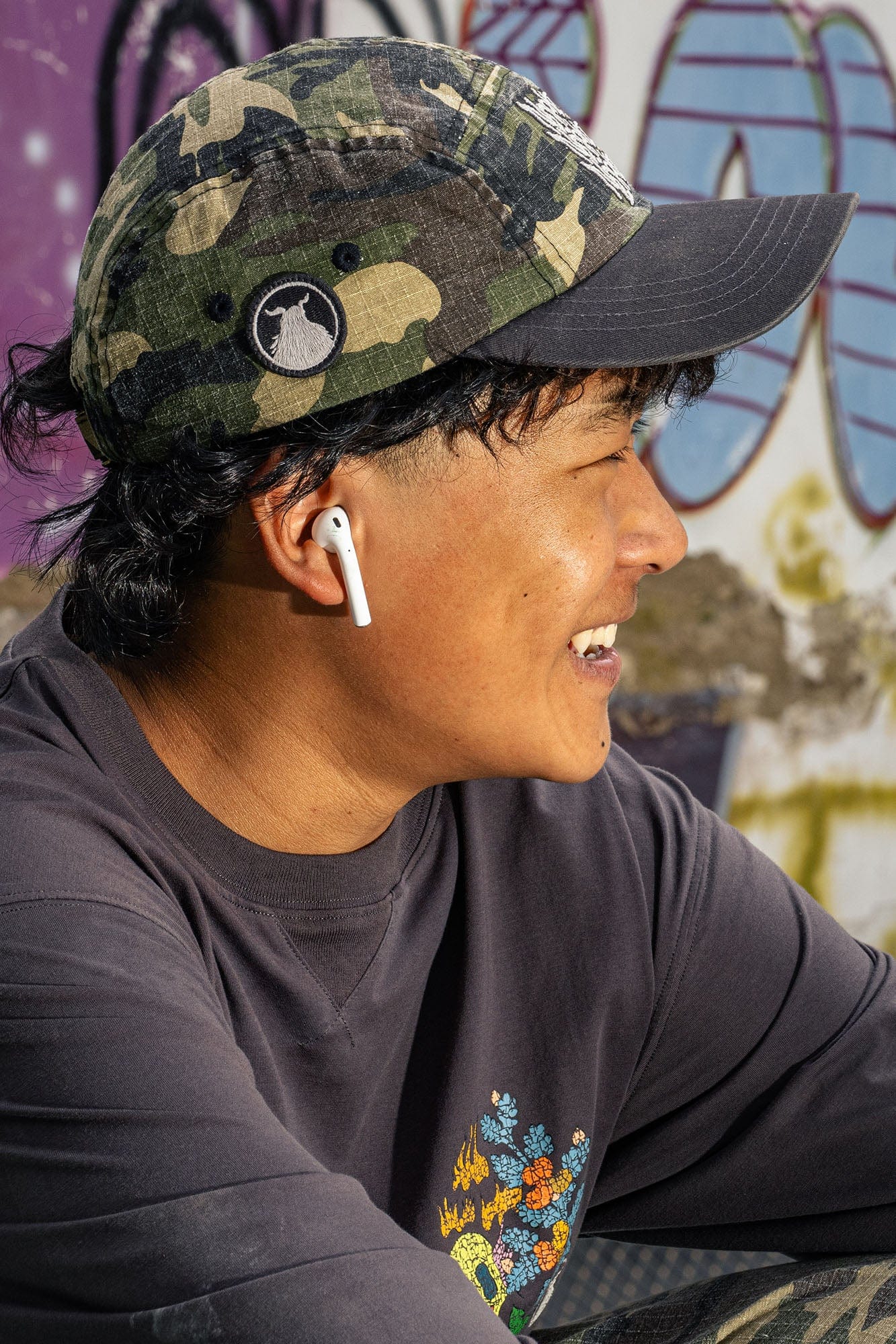 NERHI Graffiti Embroidered Camo 5-Panel Cap