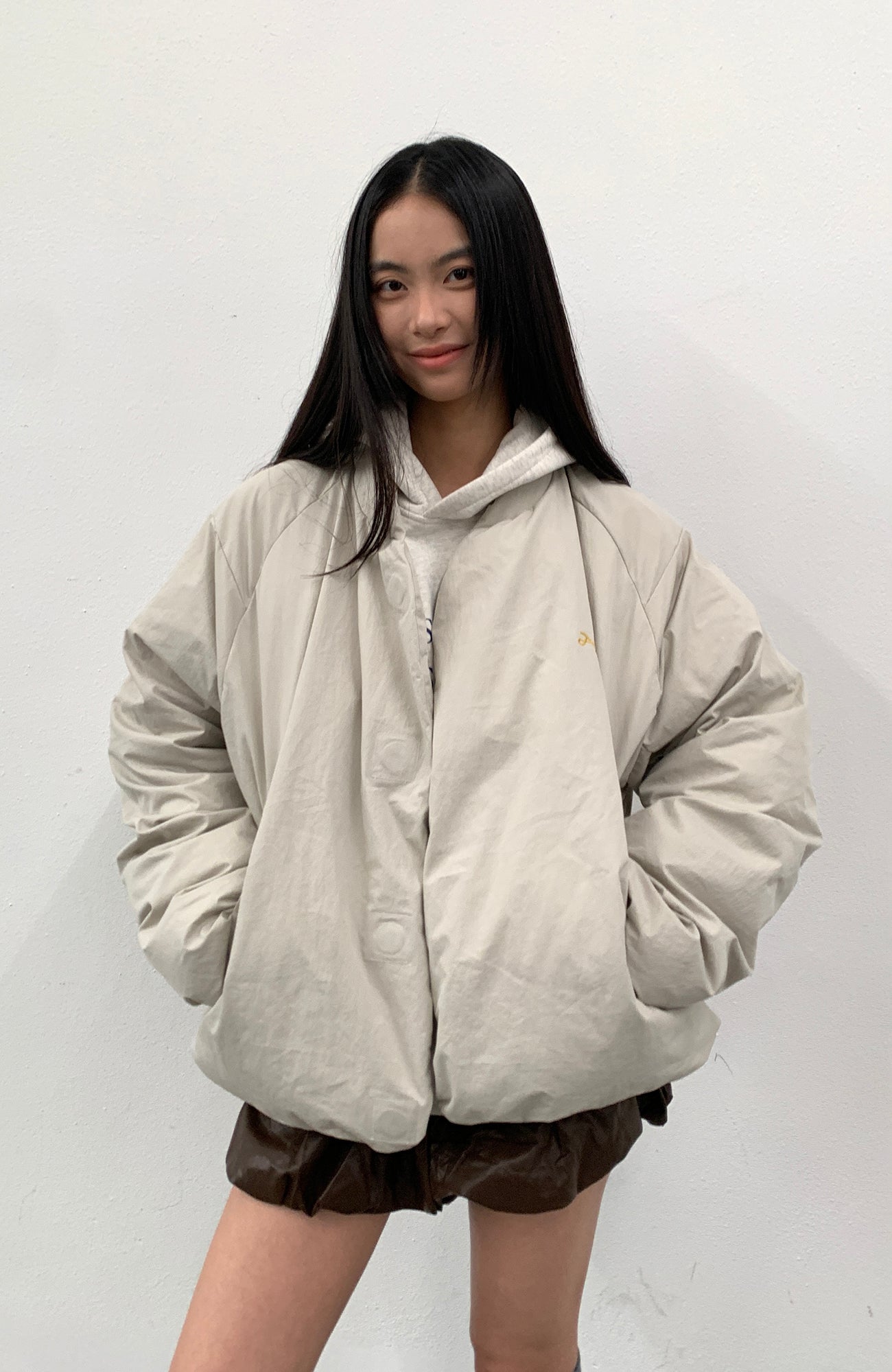 ROARINGWILD A ARCH Minimal Hidden Snap Puffer Jacket