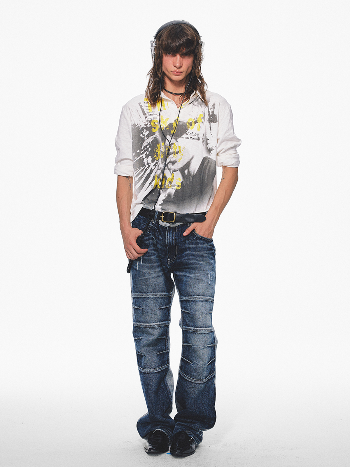 TRECLUB Graphic Portrait Long-Sleeve Polo