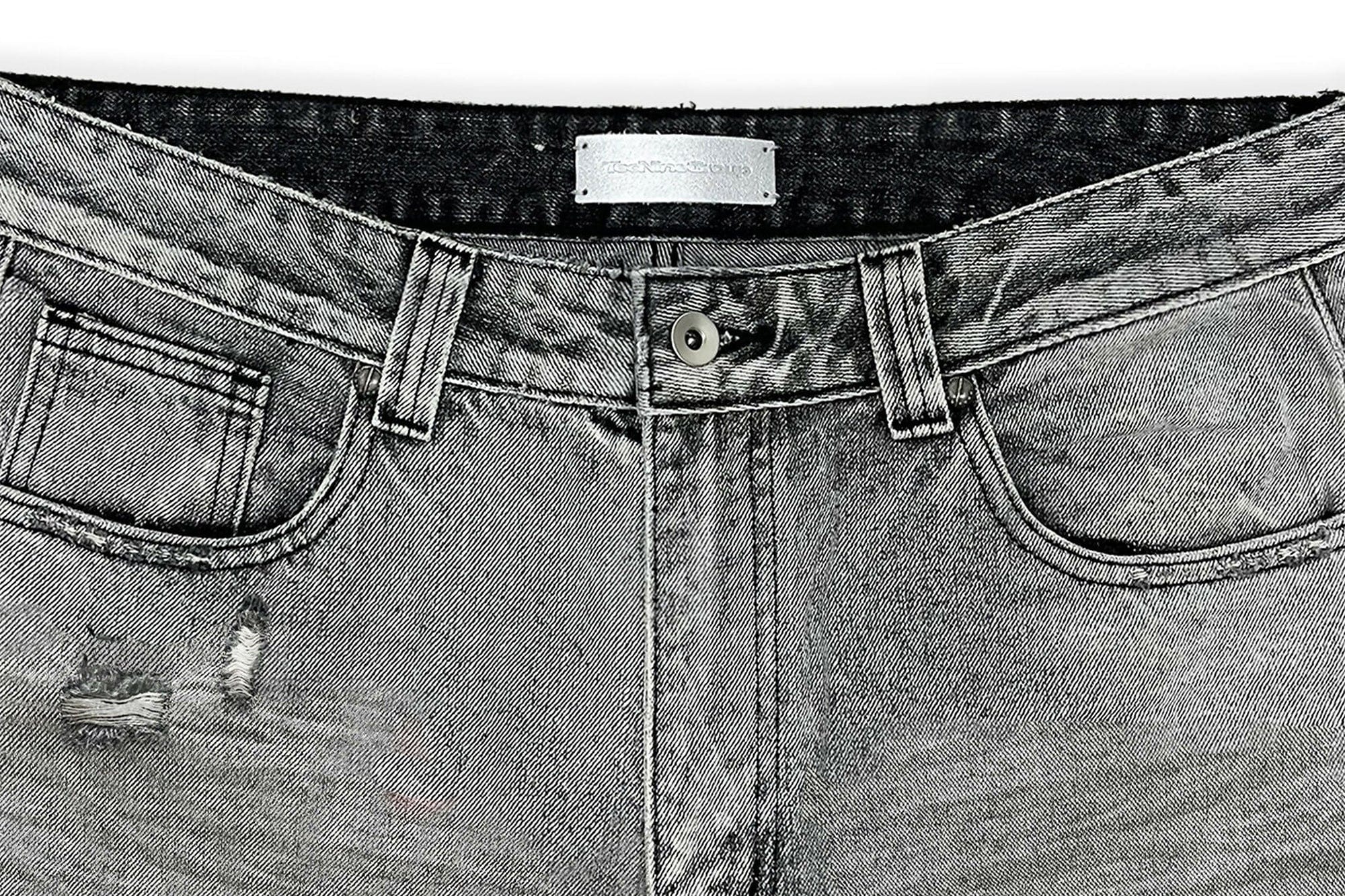 TECNINEGROUP Distressed Ash-Washed Flared Jeans, premium urban and streetwear designers apparel on PROJECTISR.com, TECNINEGROUP
