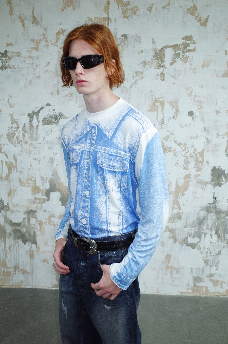 LEONSENSE Denim Print L/S T-Shirt, premium urban and streetwear designers apparel on PROJECTISR.com, LEONSENSE