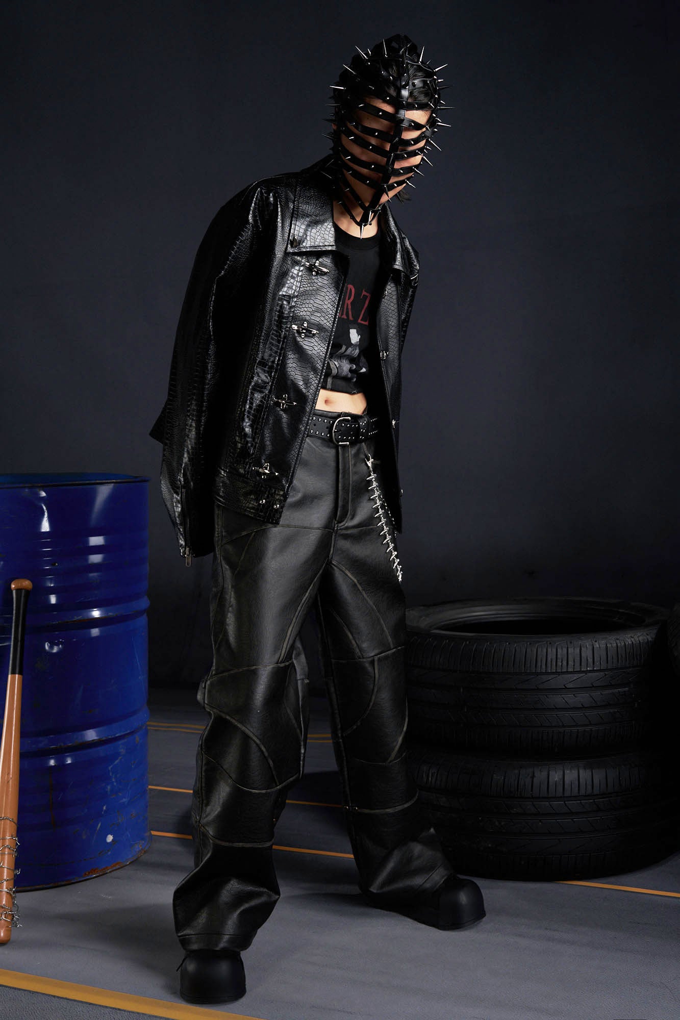 RECOVER ZONE Faux Croc Embossed Hoop-Buckles Jacket, premium urban and streetwear designers apparel on PROJECTISR.com, RECOVER ZONE