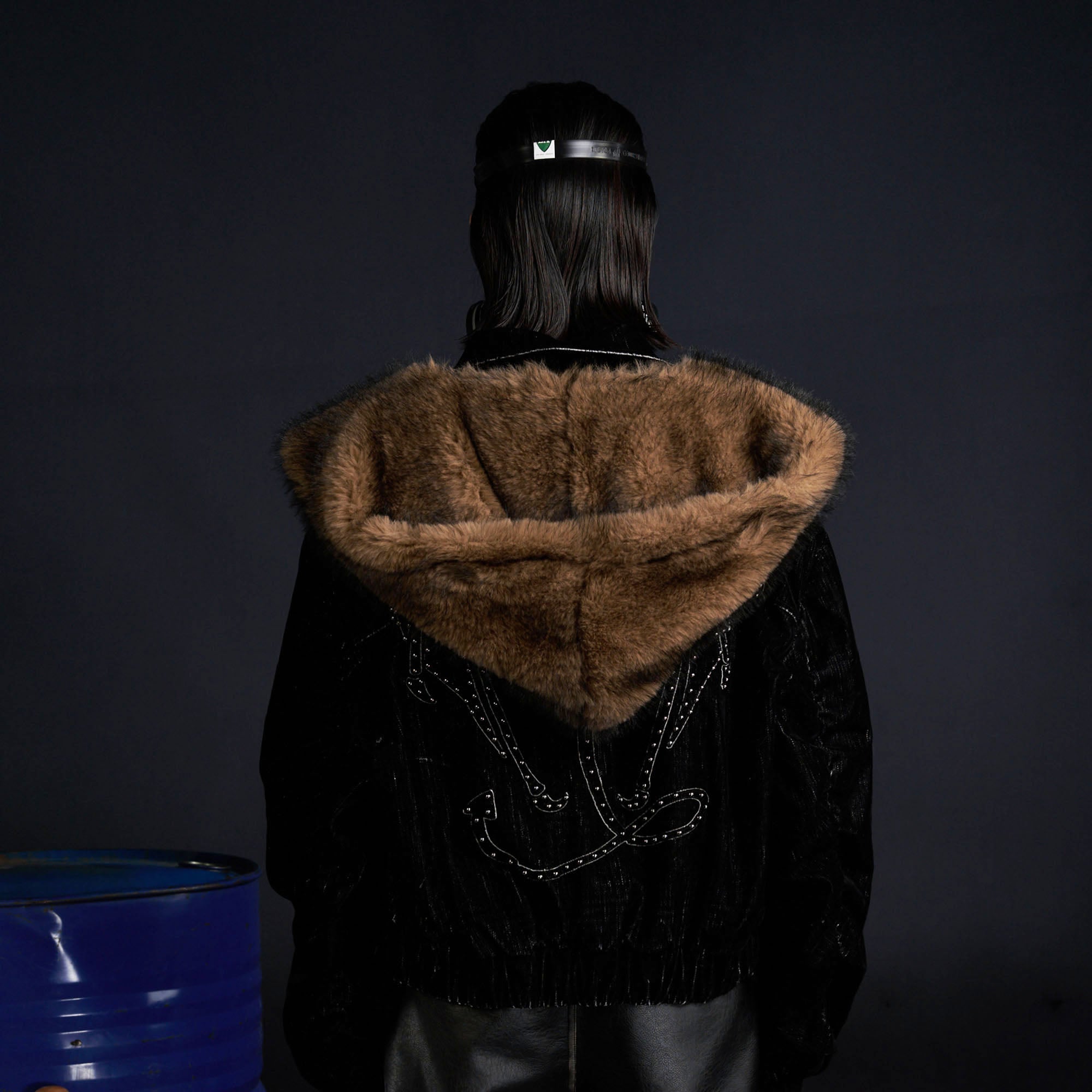 RECOVER ZONE Detachable Faux Fur Hood Studded Jacket, premium urban and streetwear designers apparel on PROJECTISR.com, RECOVER ZONE