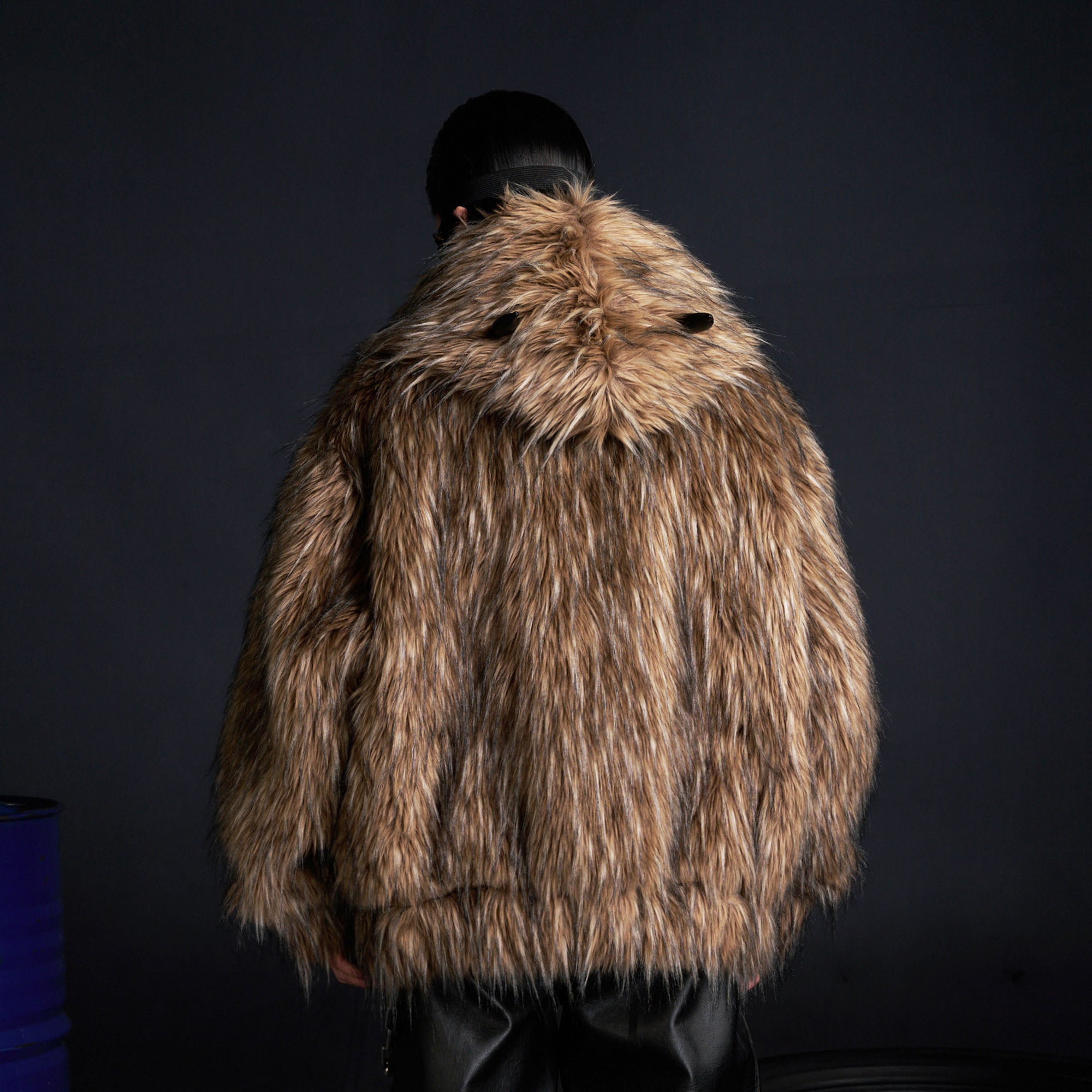 RECOVER ZONE Devil Horns Hood Detachable Strap Faux Fur Jacket, premium urban and streetwear designers apparel on PROJECTISR.com, RECOVER ZONE