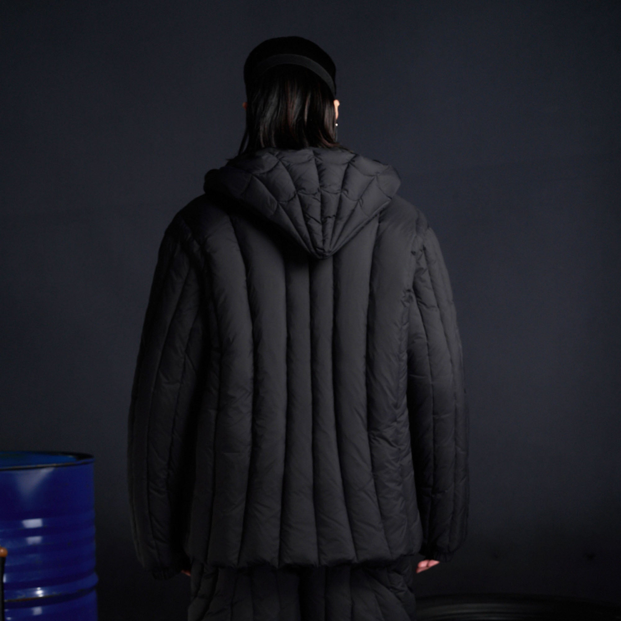 RECOVER ZONE Bat-Quilted Hooded Down Puffer Jacket, premium urban and streetwear designers apparel on PROJECTISR.com, RECOVER ZONE