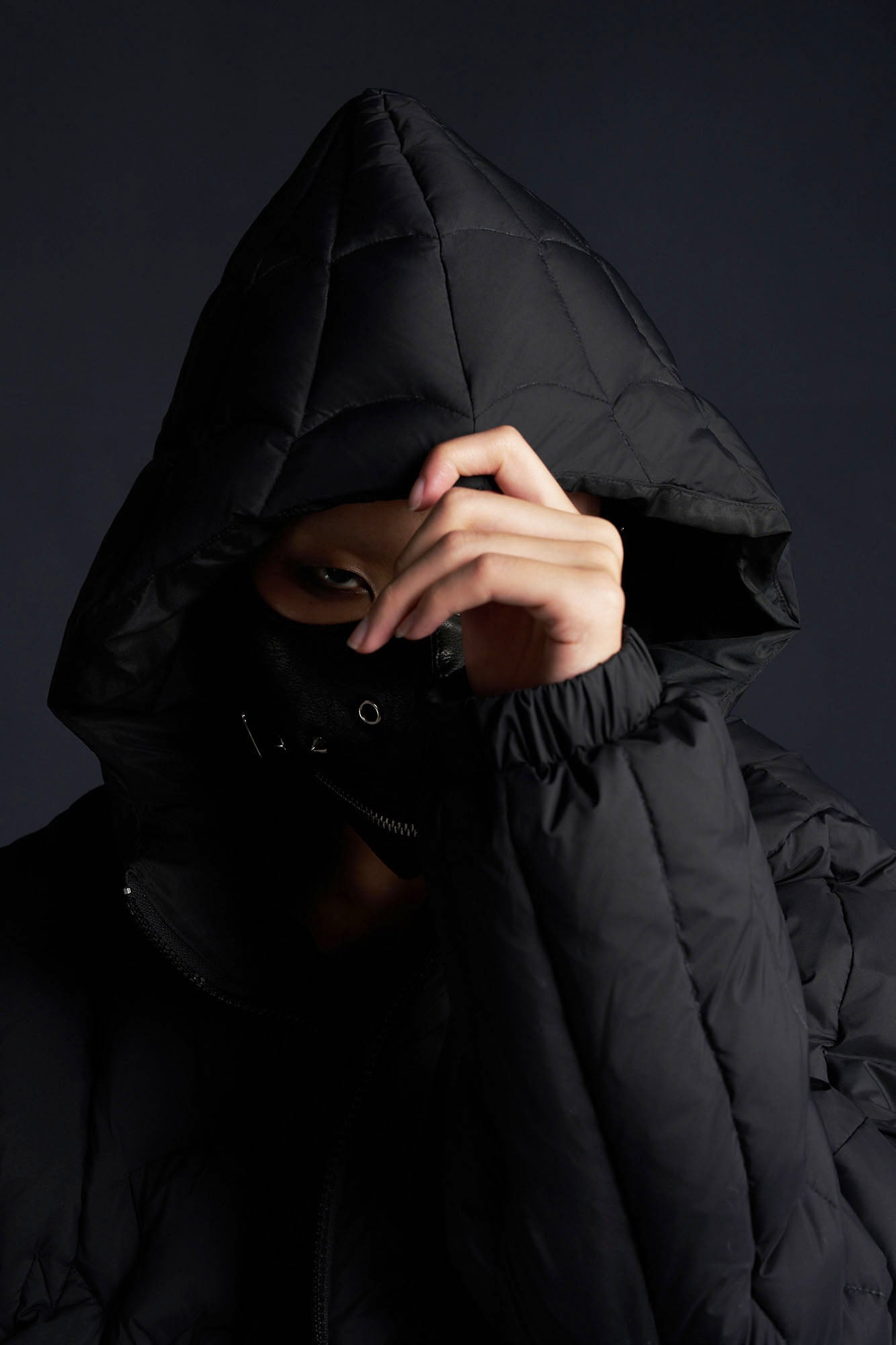 RECOVER ZONE Bat-Quilted Hooded Down Puffer Jacket, premium urban and streetwear designers apparel on PROJECTISR.com, RECOVER ZONE