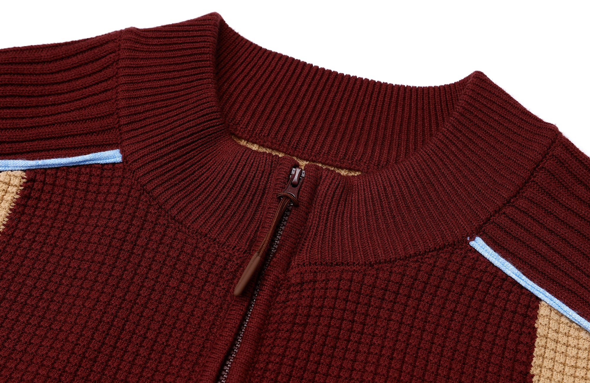 ROARINGWILD A ARCH Contrast Panel Raglan Half-Zip Sweater