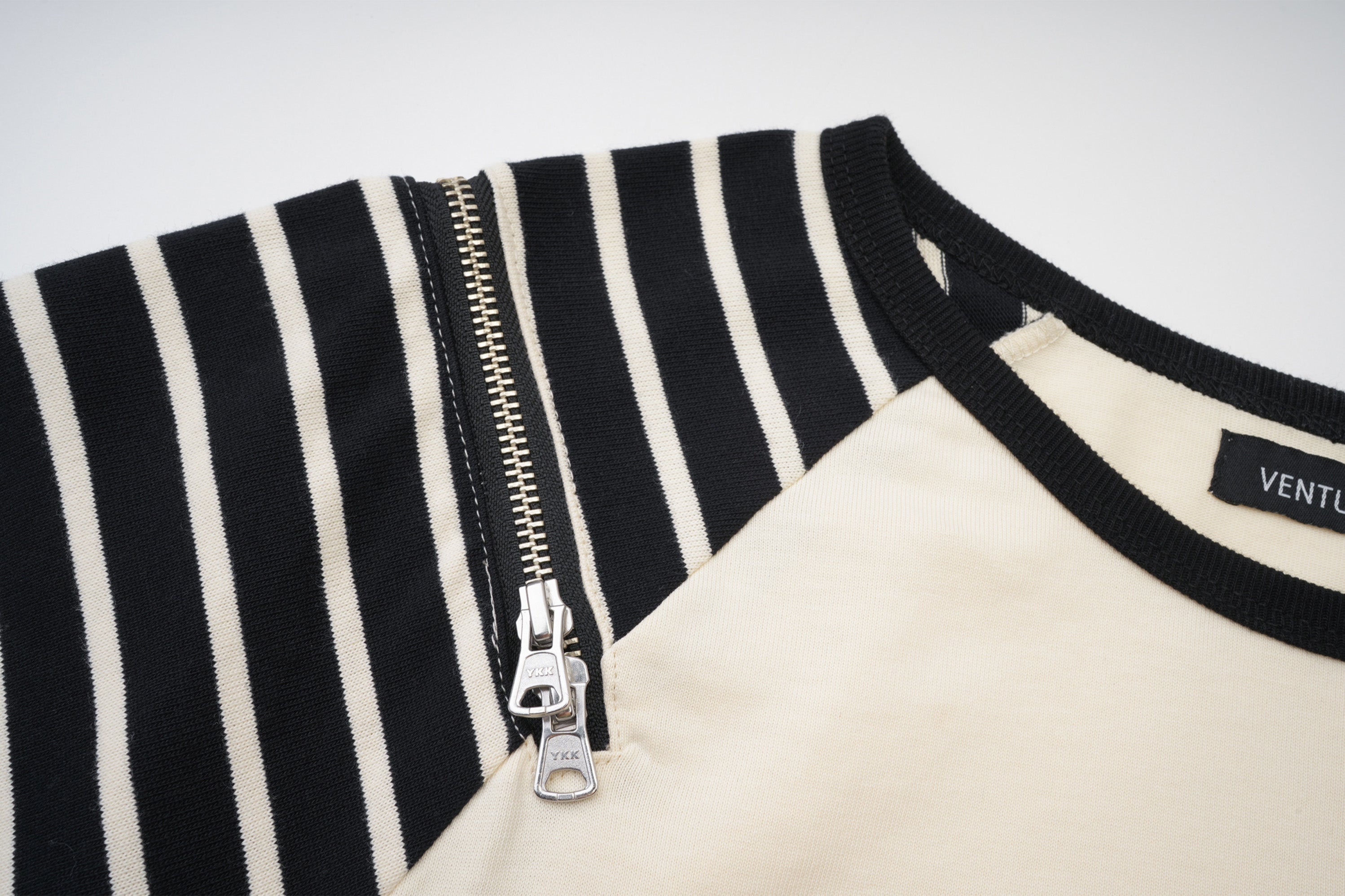 VENTUREK Punk Graphic Multi-Zip Striped Raglan Long-Sleeve Tee, premium urban and streetwear designers apparel on PROJECTISR.com, VENTUREK