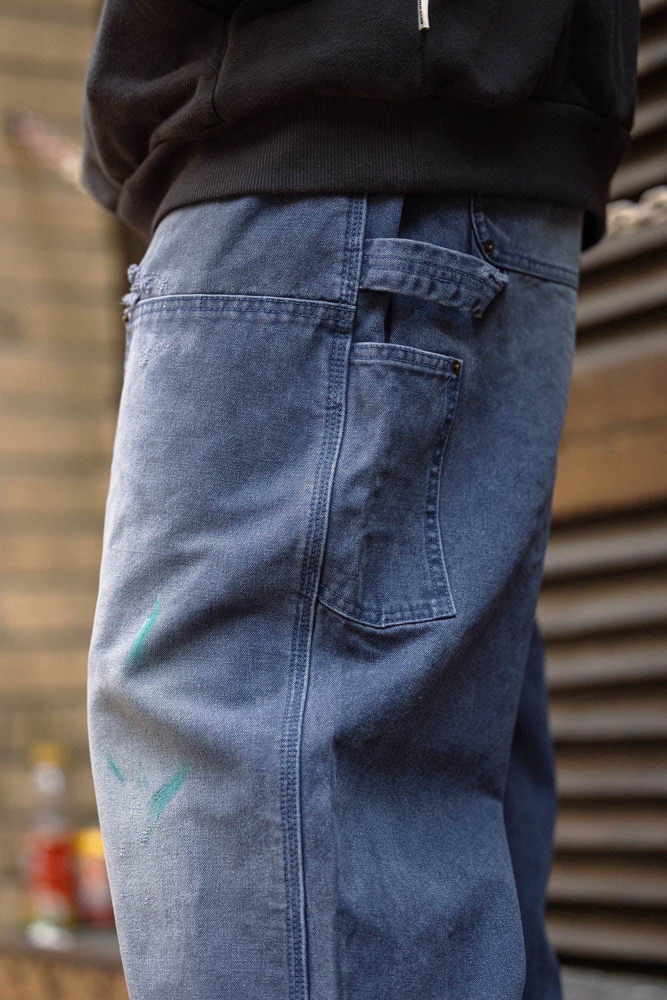 BANANA CLUB Distressed Paint-Splattered Double Knee Jeans, premium urban and streetwear designers apparel on PROJECTISR.com, BANANA CLUB