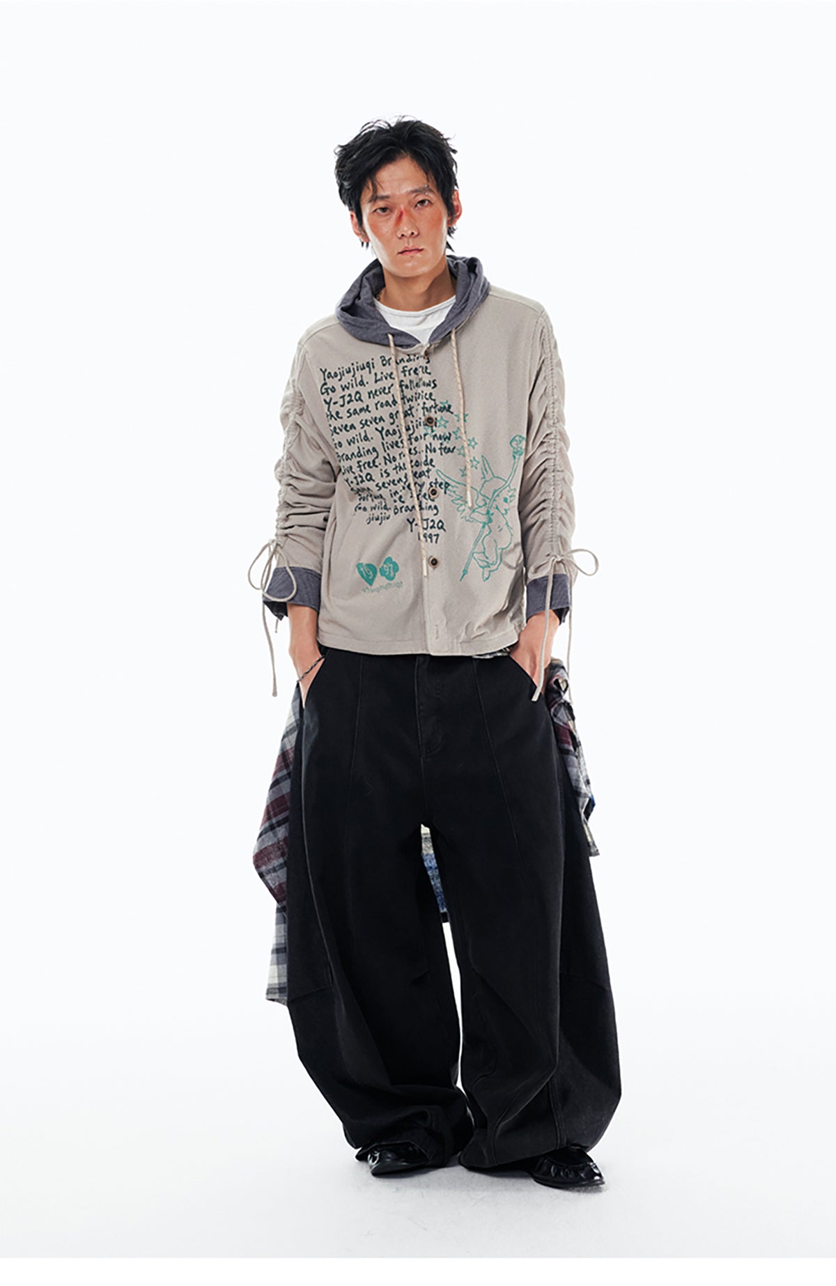 1997 POSTOFFICE Contrast Color Drawstring Hooded Jacket