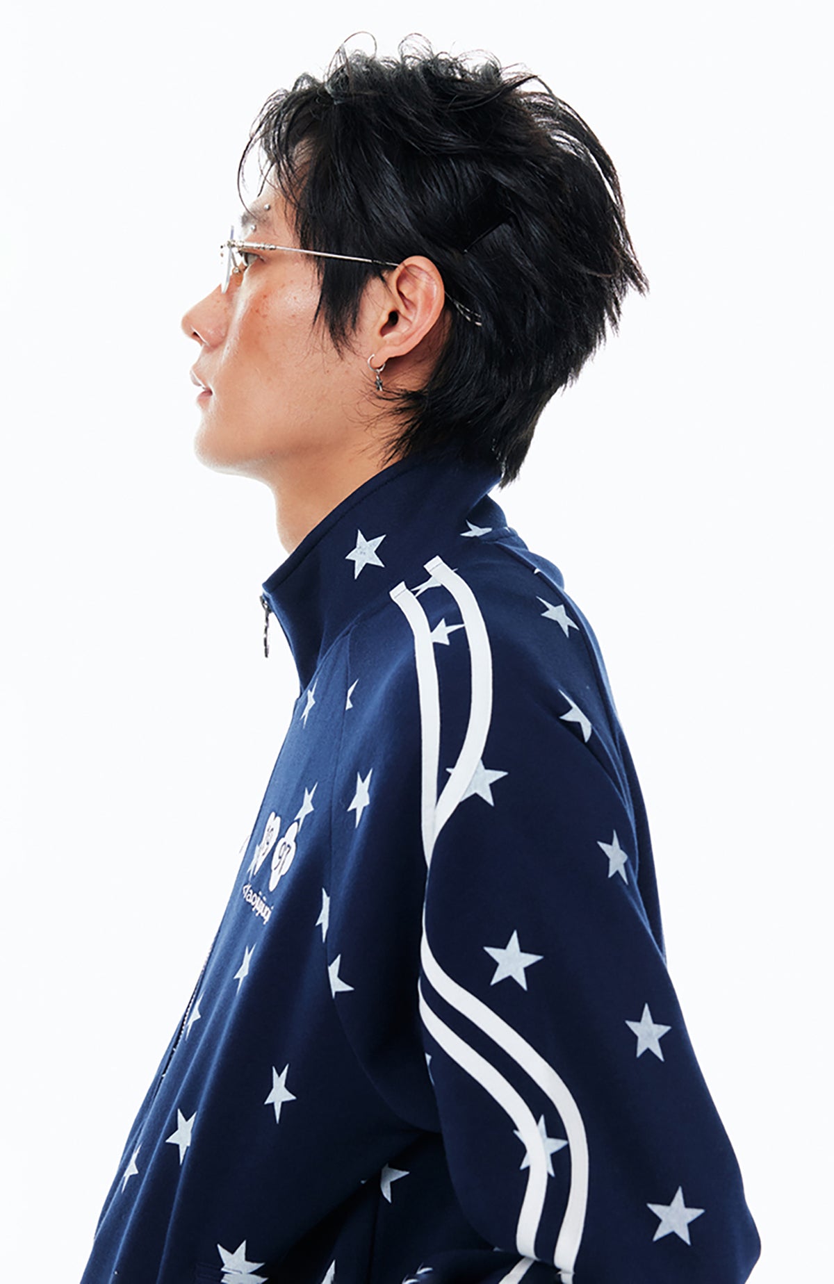 1997 POSTOFFICE Twisted Stripe Star-Zip Cardigan Hoodie