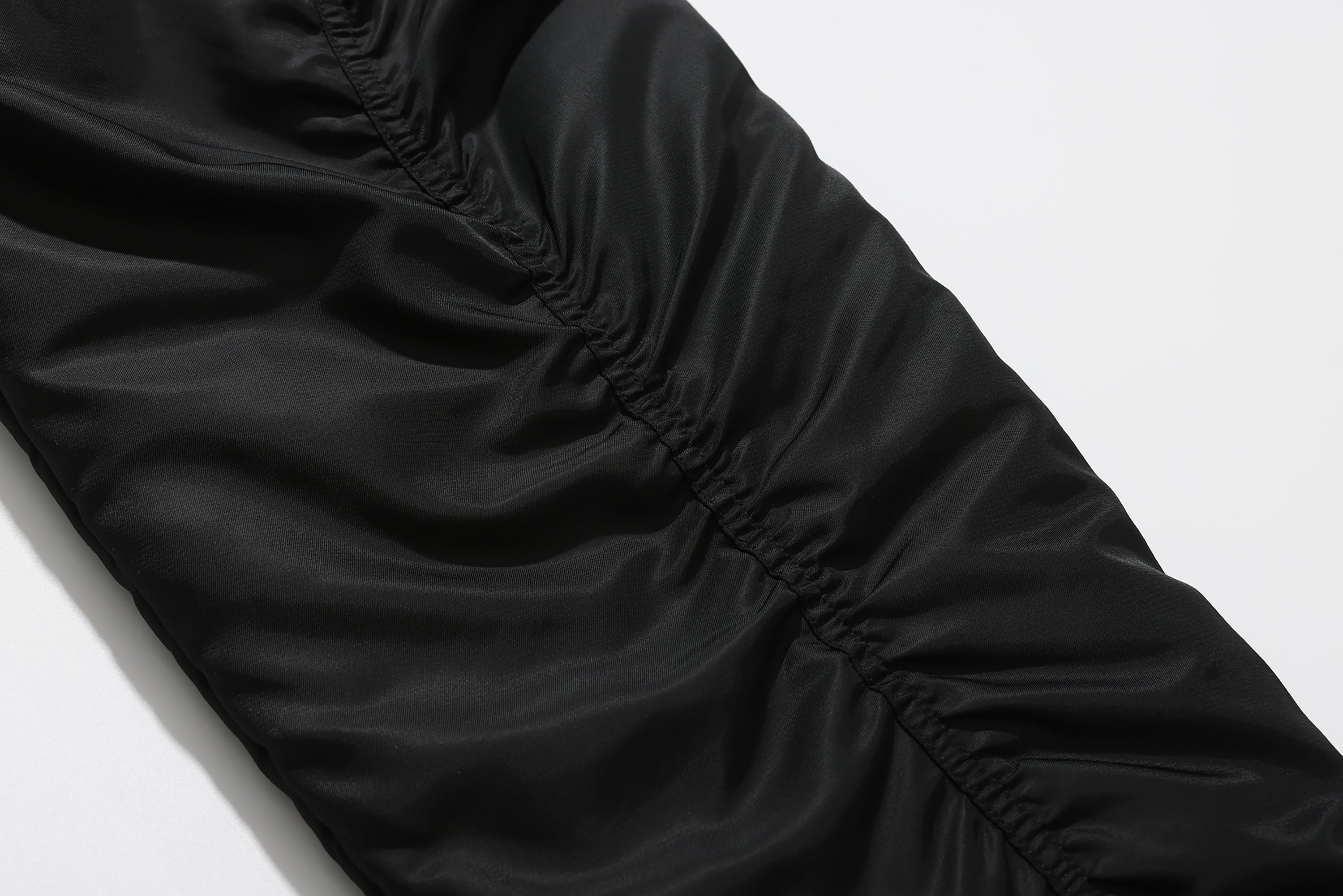 EGOFETCH Ruched Cropped Bomber Jacket