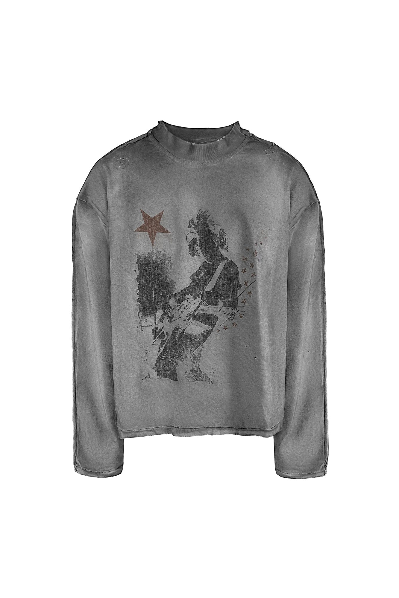 TECNINEGROUP Guitar Graphic Distressed Long-Sleeve Tee, premium urban and streetwear designers apparel on PROJECTISR.com, TECNINEGROUP