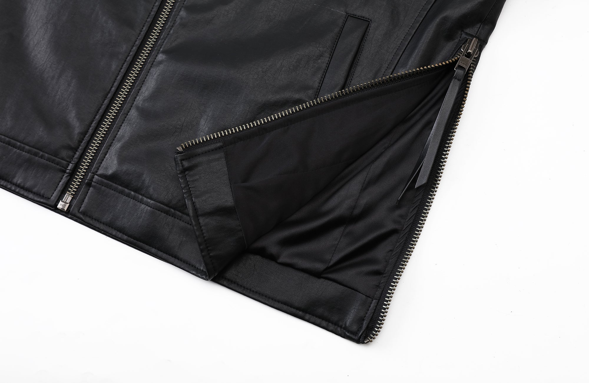2000RSK Pin-Shoulder Faux Leather Biker Jacket