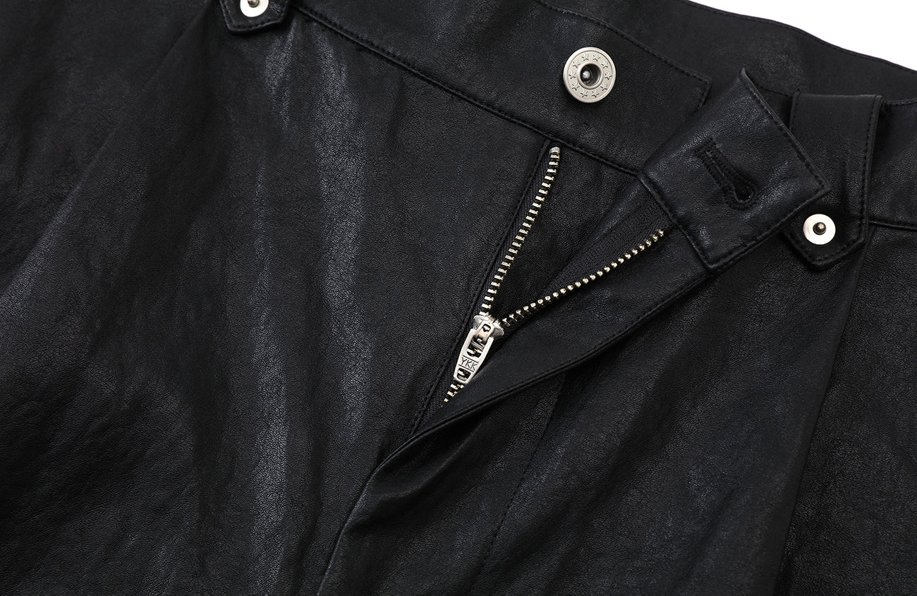 2000RSK Pleated Straight-Leg Faux Leather Trousers