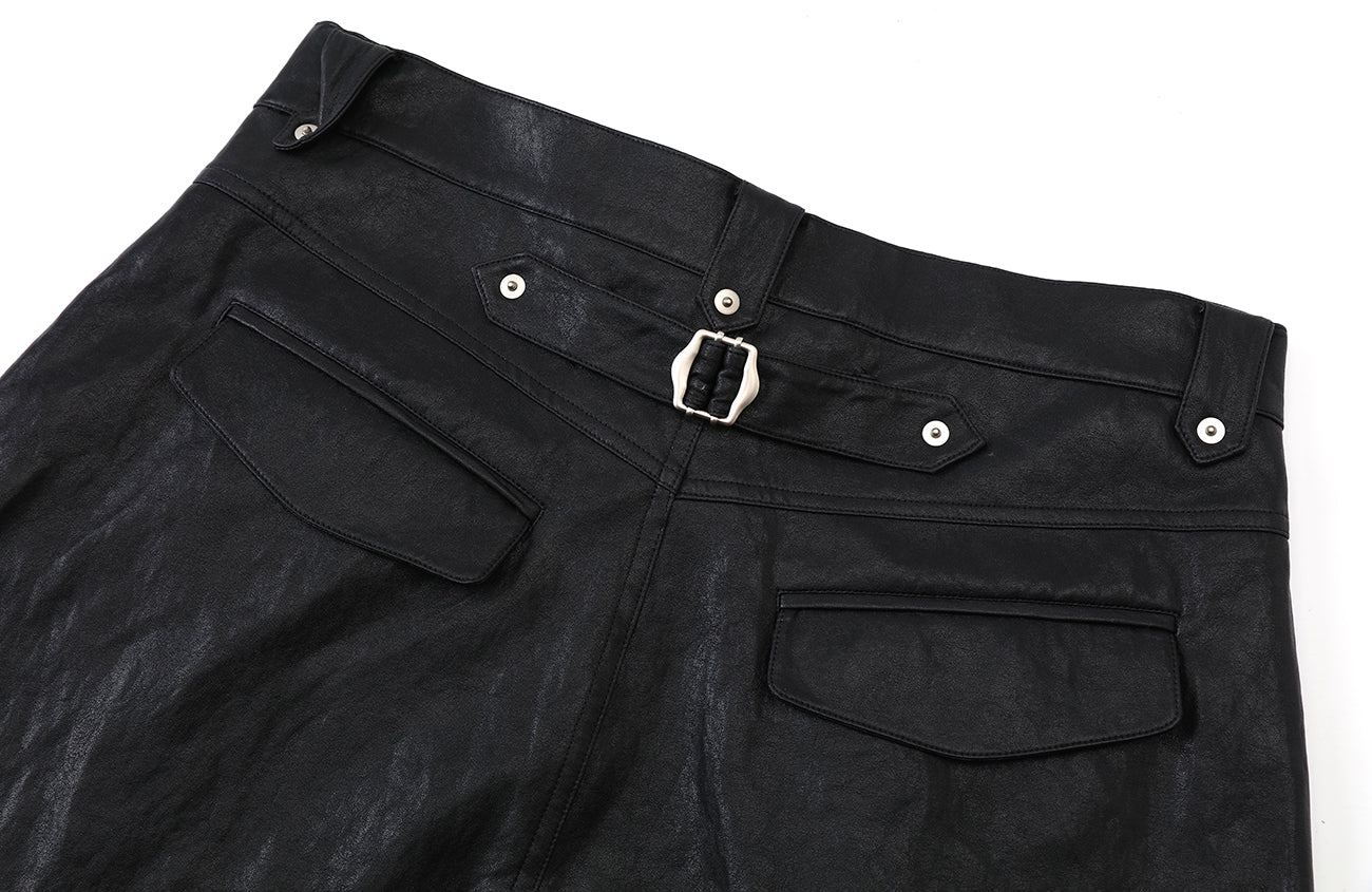 2000RSK Pleated Straight-Leg Faux Leather Trousers