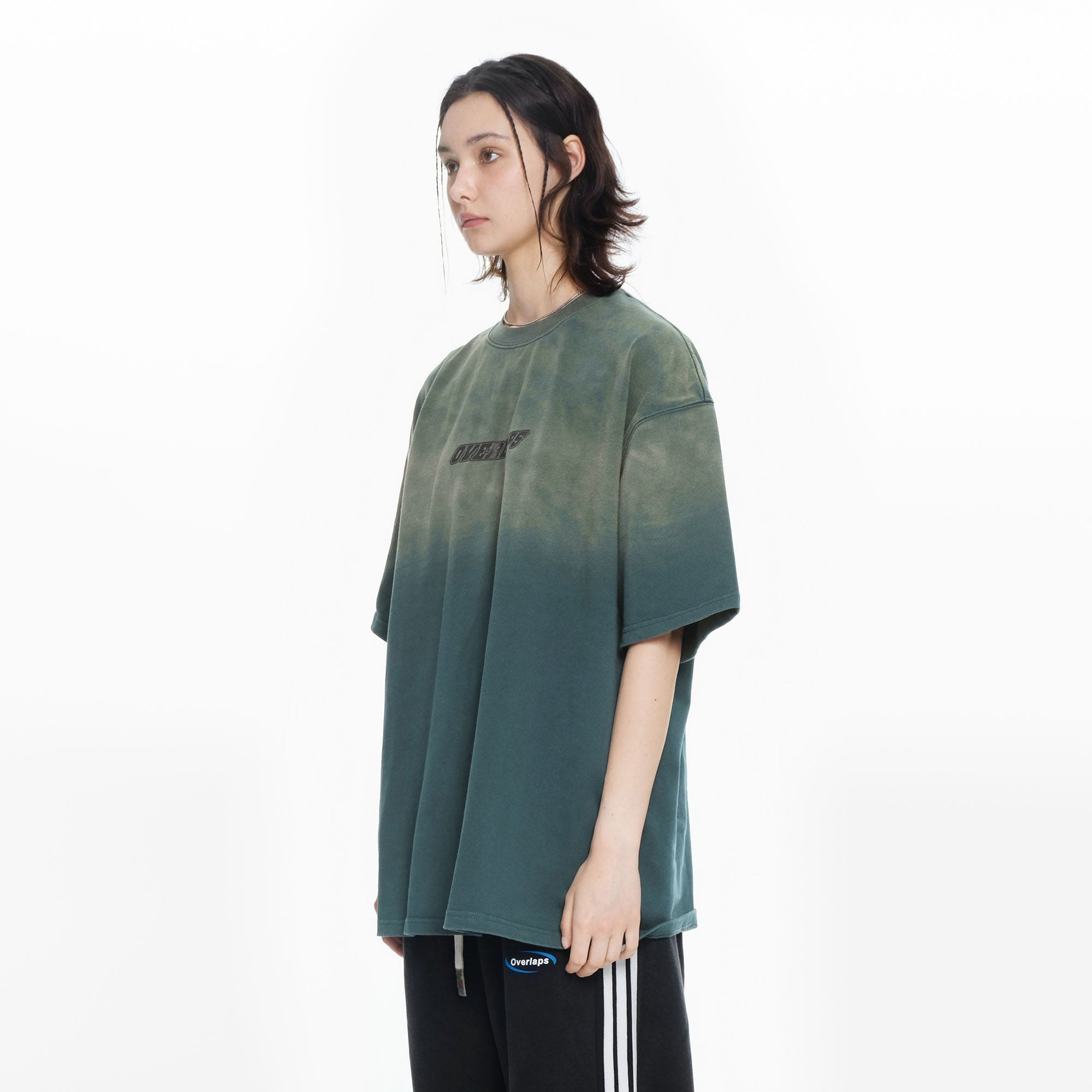 OVERLAPS Gradient Washed Oversized LOGO T-Shirt, premium urban and streetwear designers apparel on PROJECTISR.com, OVERLAPS