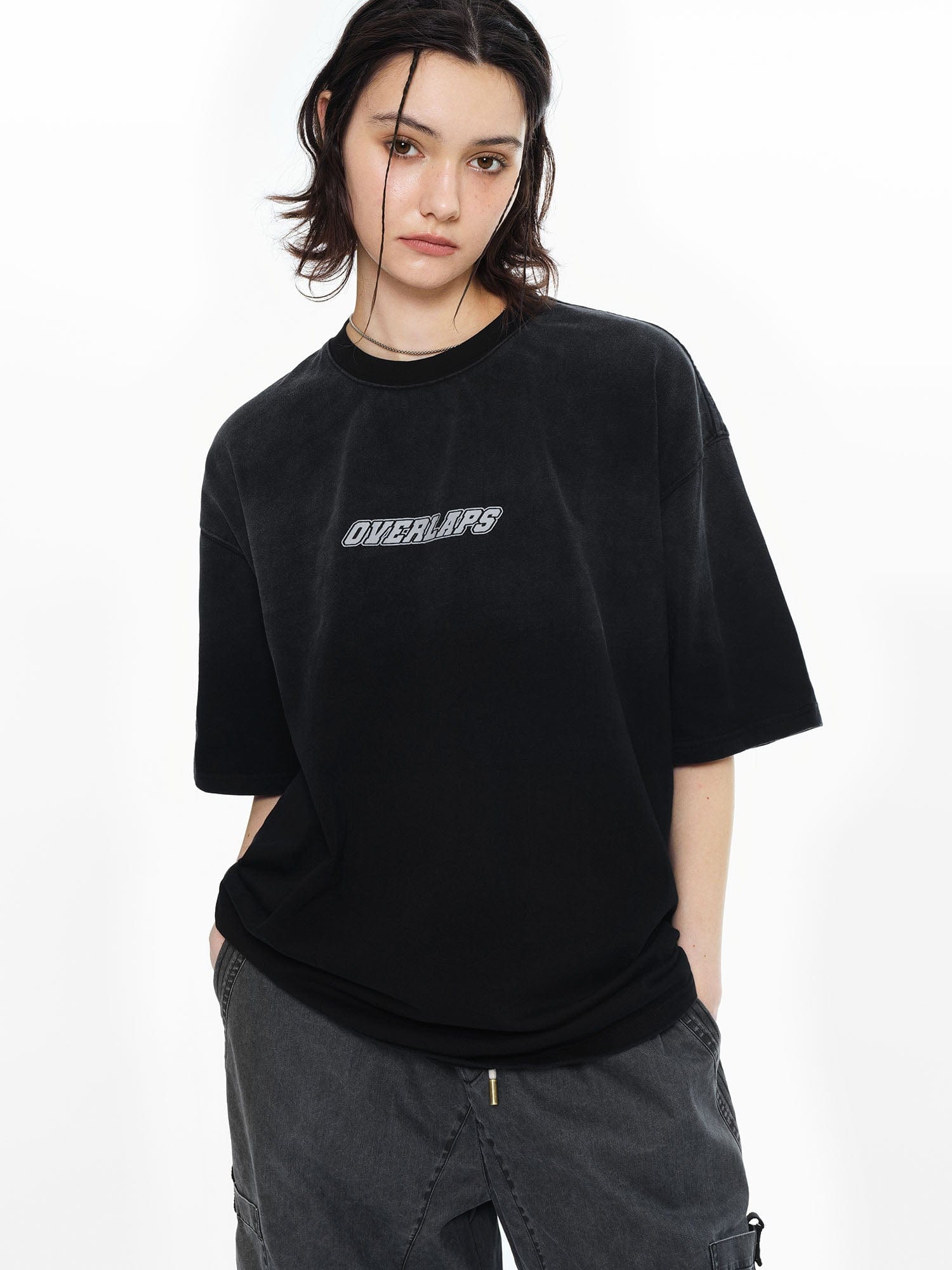 OVERLAPS Gradient Washed Oversized LOGO T-Shirt, premium urban and streetwear designers apparel on PROJECTISR.com, OVERLAPS