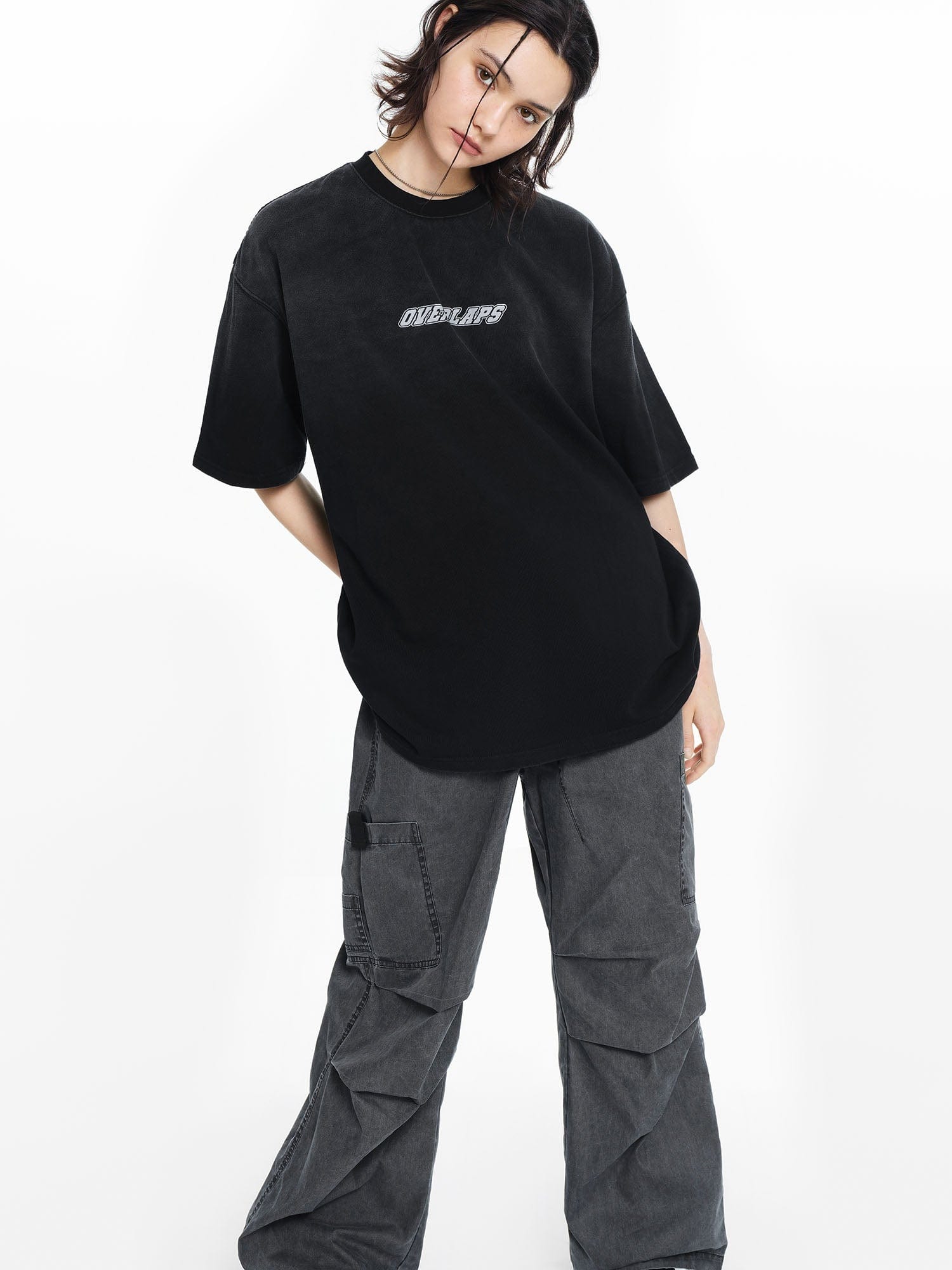 OVERLAPS Gradient Washed Oversized LOGO T-Shirt, premium urban and streetwear designers apparel on PROJECTISR.com, OVERLAPS