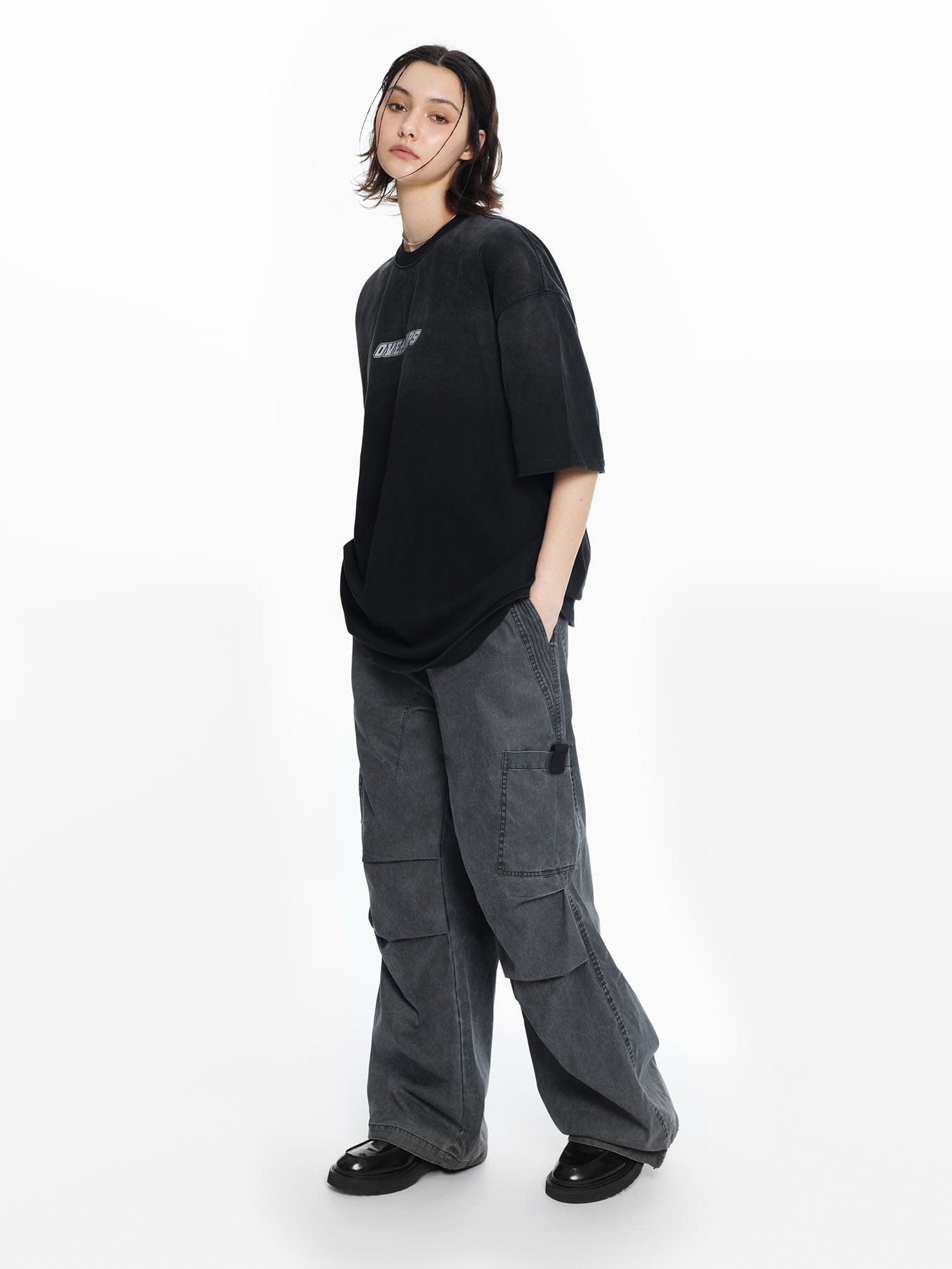 OVERLAPS Gradient Washed Oversized LOGO T-Shirt, premium urban and streetwear designers apparel on PROJECTISR.com, OVERLAPS
