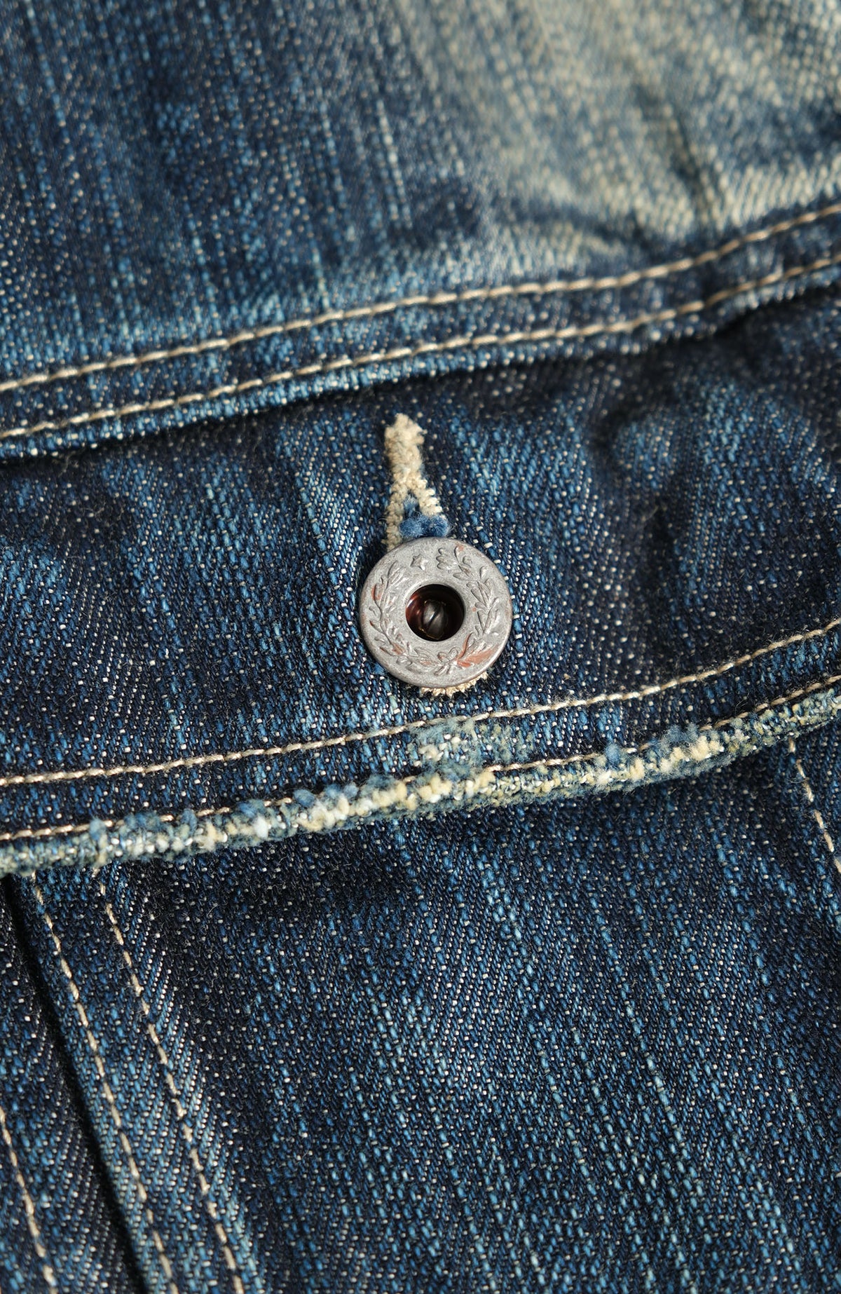 NEIGBORL Washed Faux Leather Collar Denim Jacket