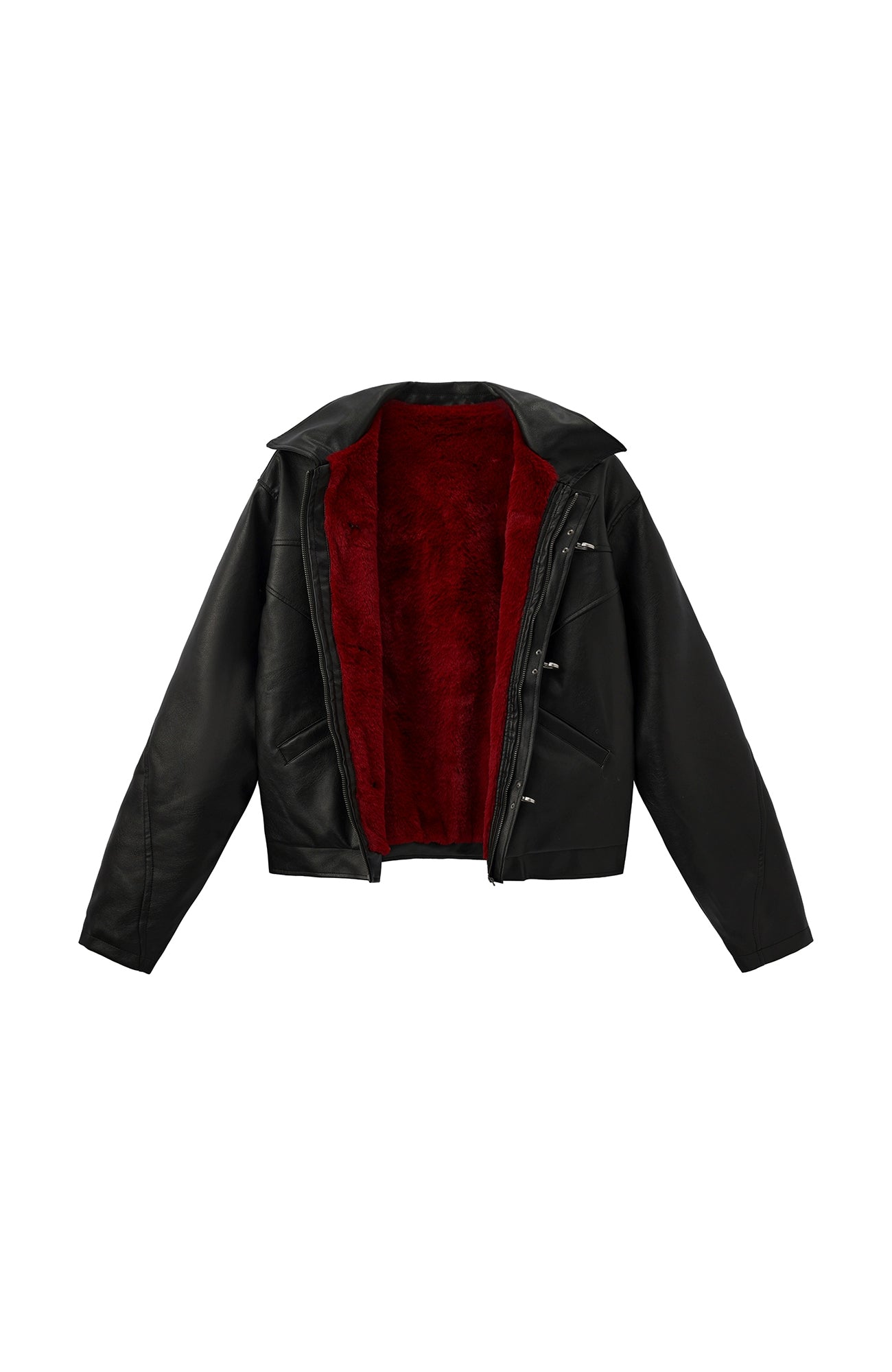 LUUUCAM Embroidered Faux Leather Jacket