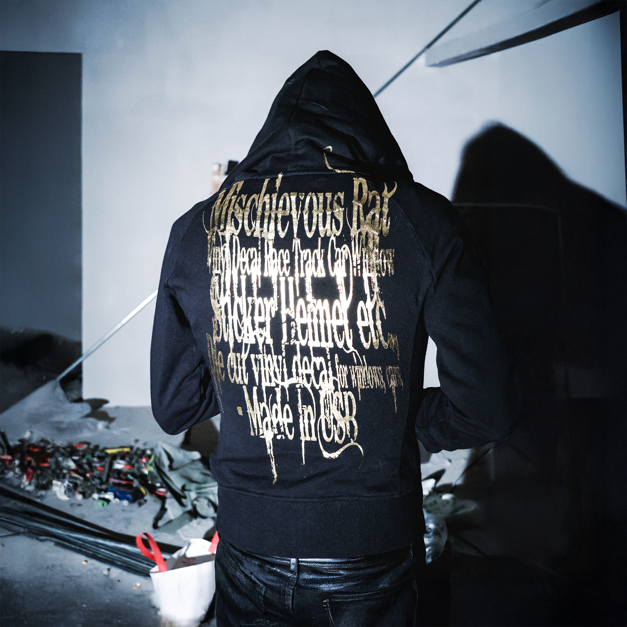 PCCVISION Foil Graphic Slim Zip-Up Hoodie