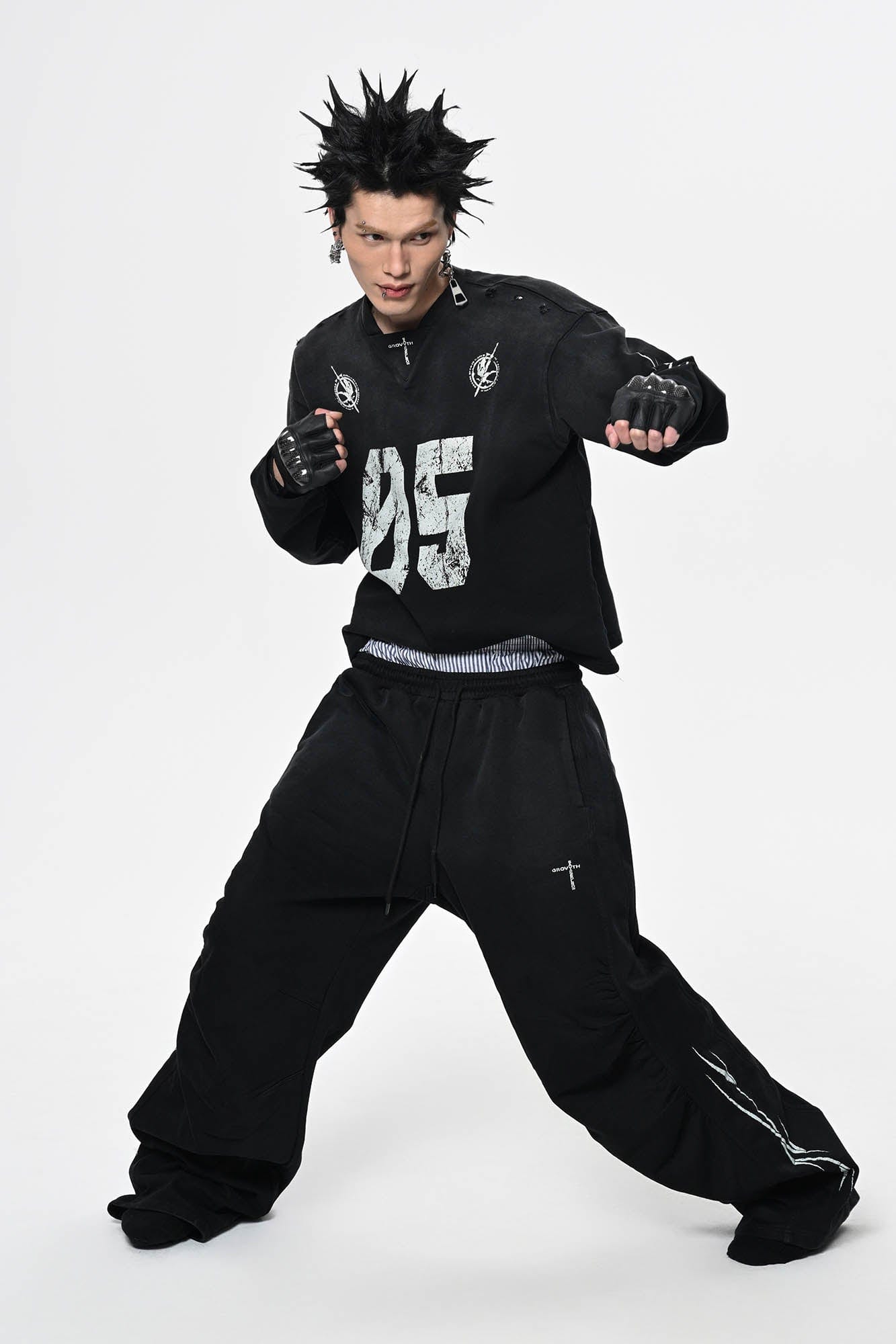SAVAGEGROWTHWORLD Distressed Pleated Drawstring Baggy Pants, premium urban and streetwear designers apparel on PROJECTISR.com, SAVAGEGROWTHWORLD