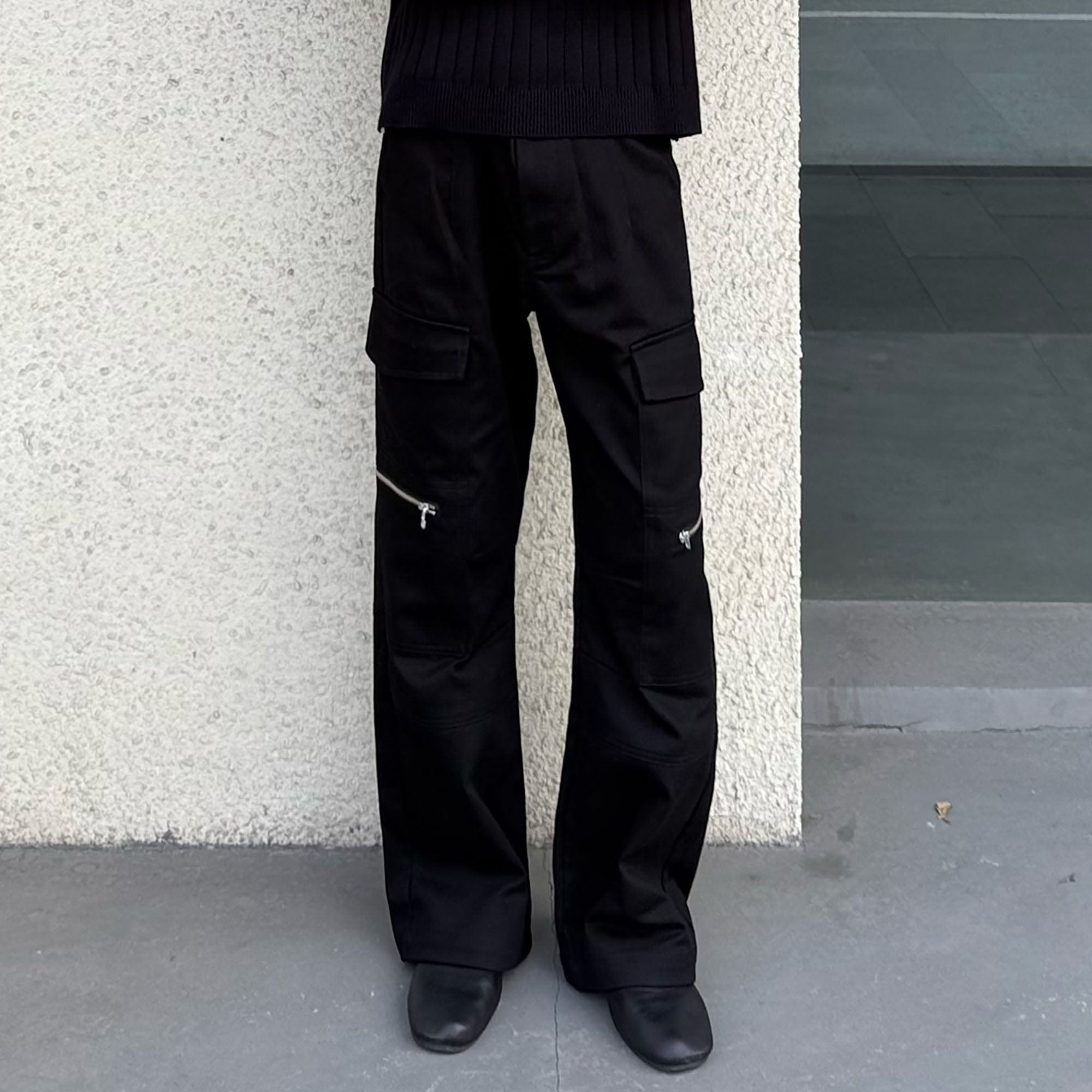 OKAYTHXBYE Muted Marble Multi-Pocket Panel Flared Cargo Pants, premium urban and streetwear designers apparel on PROJECTISR.com, OKAYTHXBYE