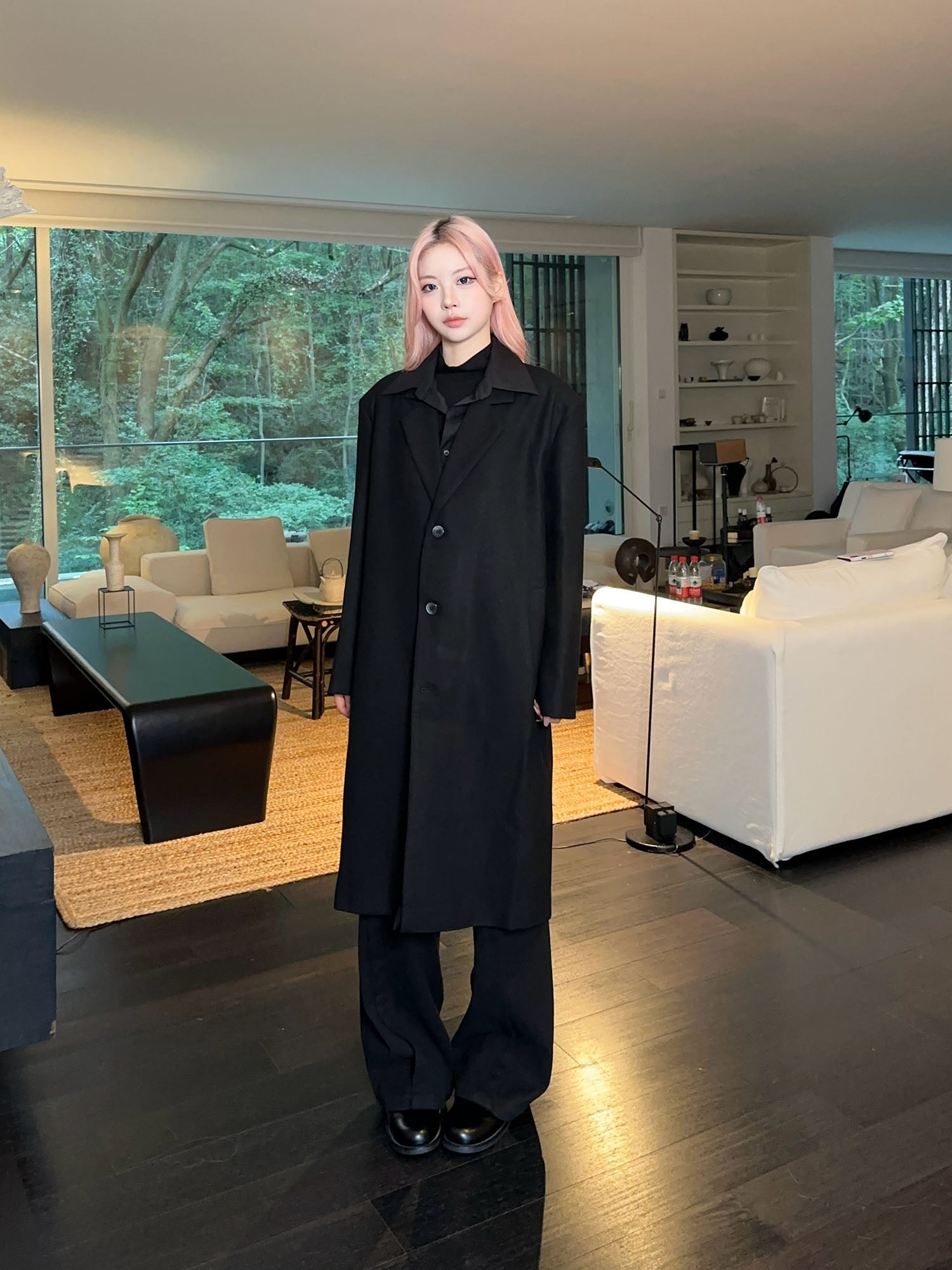 OKAYTHXBYE Detachable Scarf Wool-Blend Overcoat