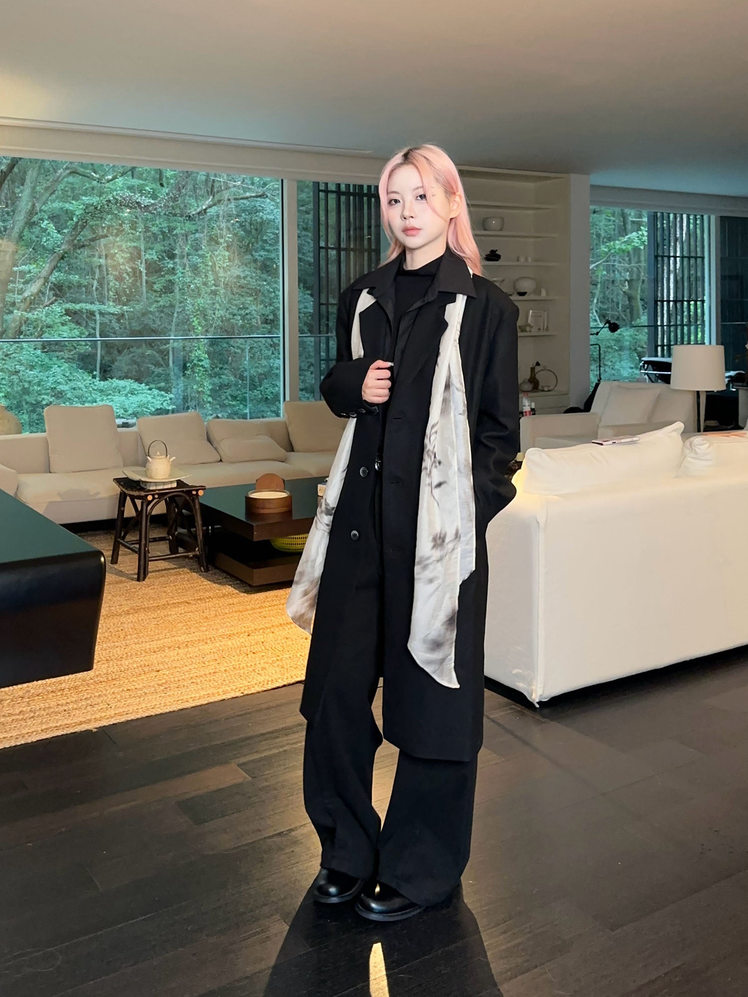 OKAYTHXBYE Detachable Scarf Wool-Blend Overcoat