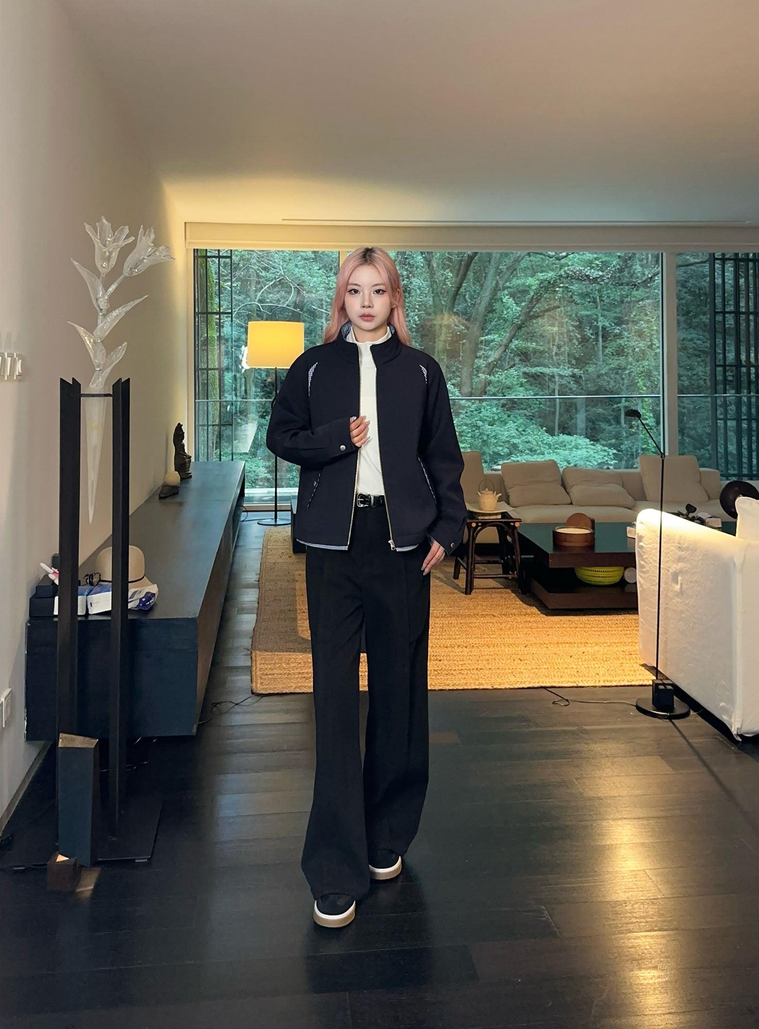 OKAYTHXBYE Gingham Panel Wool-Filled Jacket