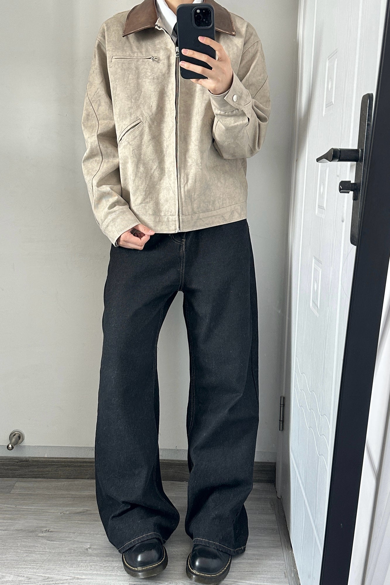 OKAYTHXBYE Essential Contrast Collar Washed Jacket, premium urban and streetwear designers apparel on PROJECTISR.com, OKAYTHXBYE