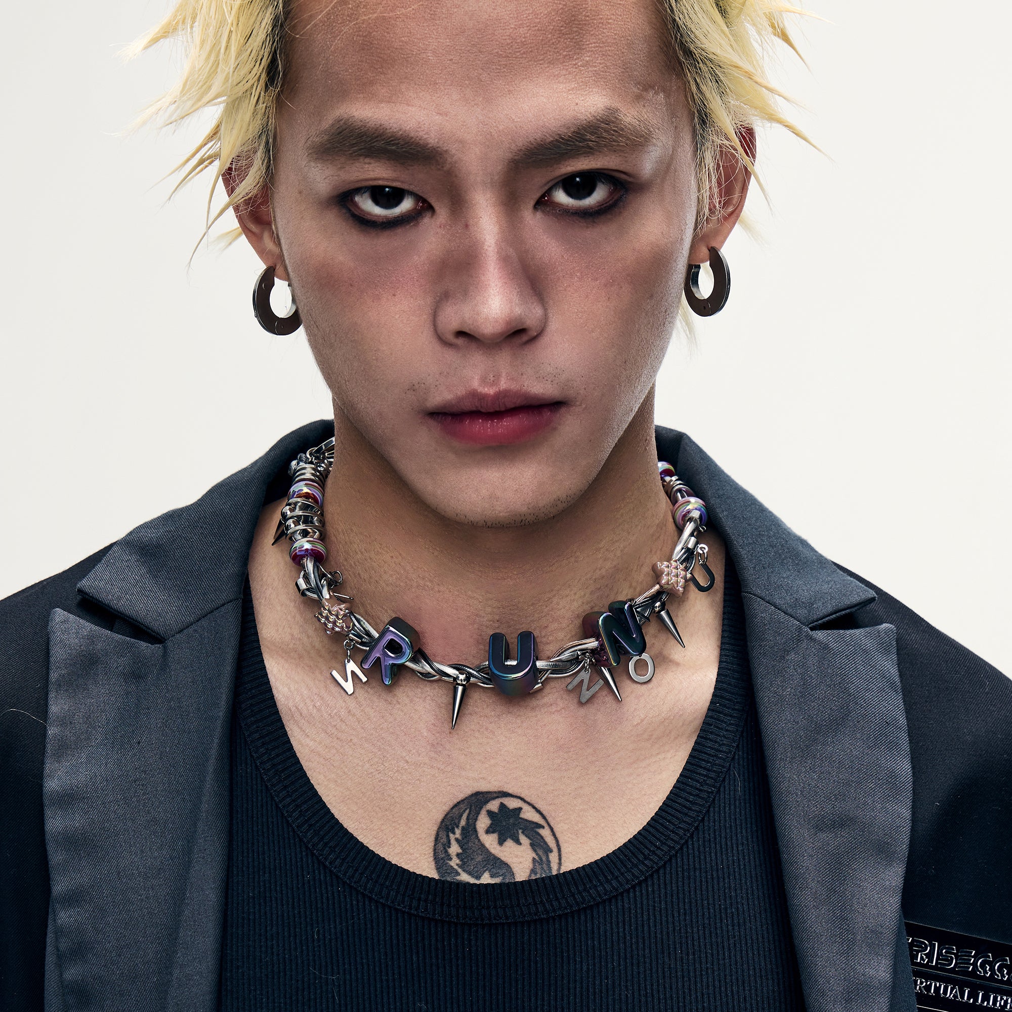 ILLUSORY Bubble Letter Spiked Choker, premium urban and streetwear designers apparel on PROJECTISR.com, ILLUSORY