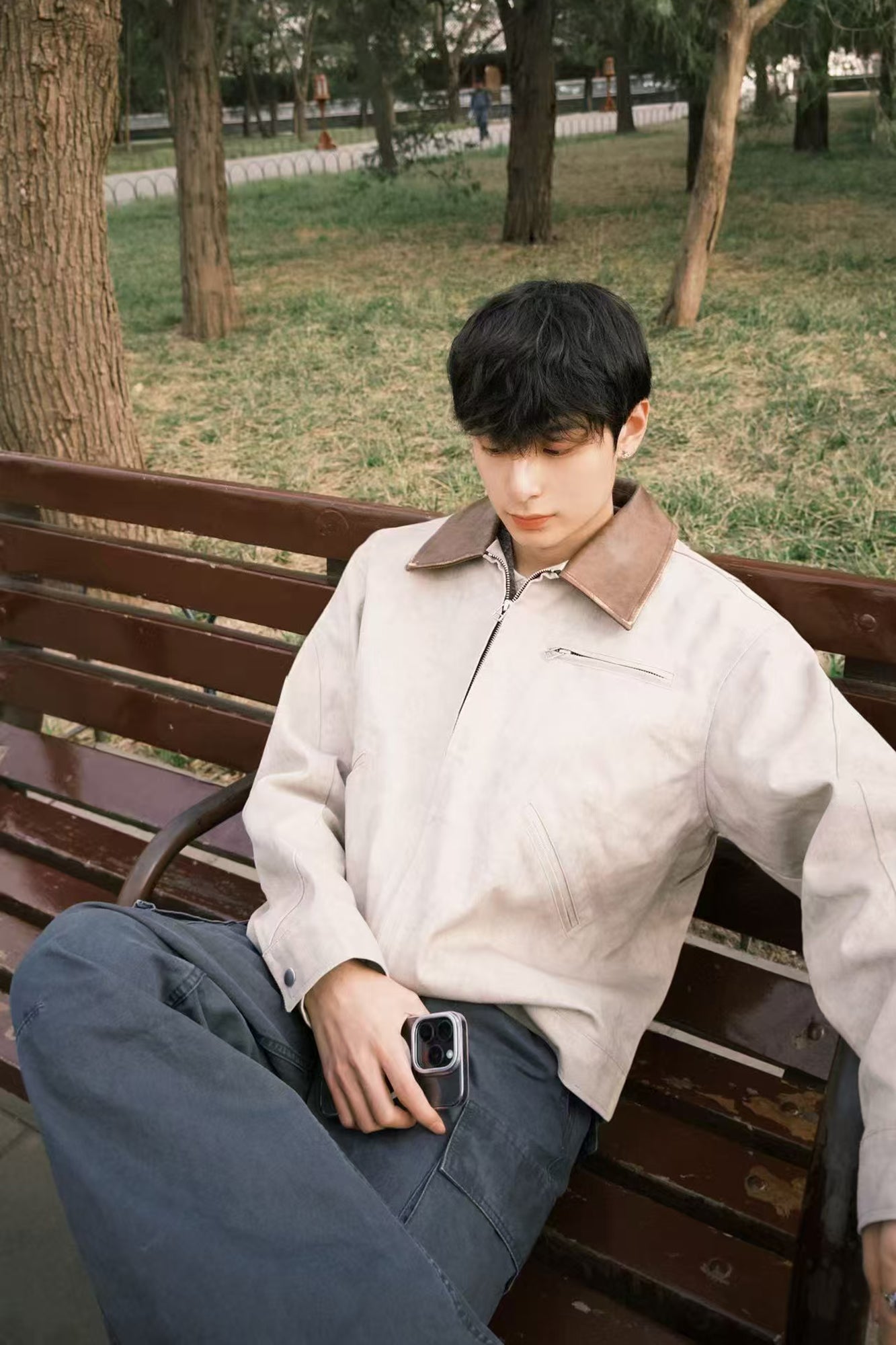 OKAYTHXBYE Essential Contrast Collar Washed Jacket, premium urban and streetwear designers apparel on PROJECTISR.com, OKAYTHXBYE