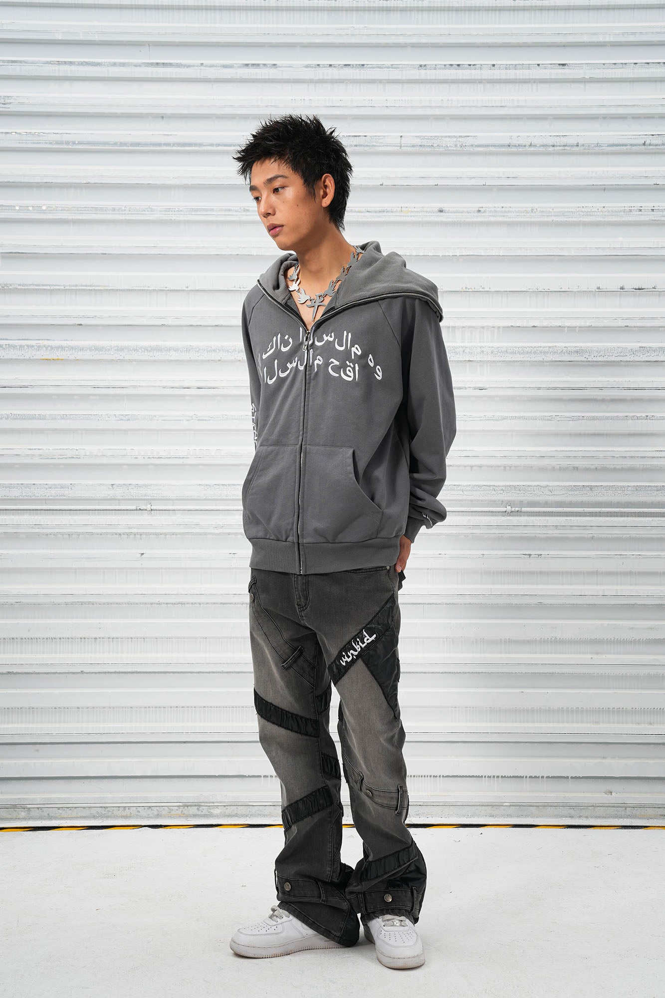 VINKID Reversible Arabic Script Pigeon Hooded Jacket