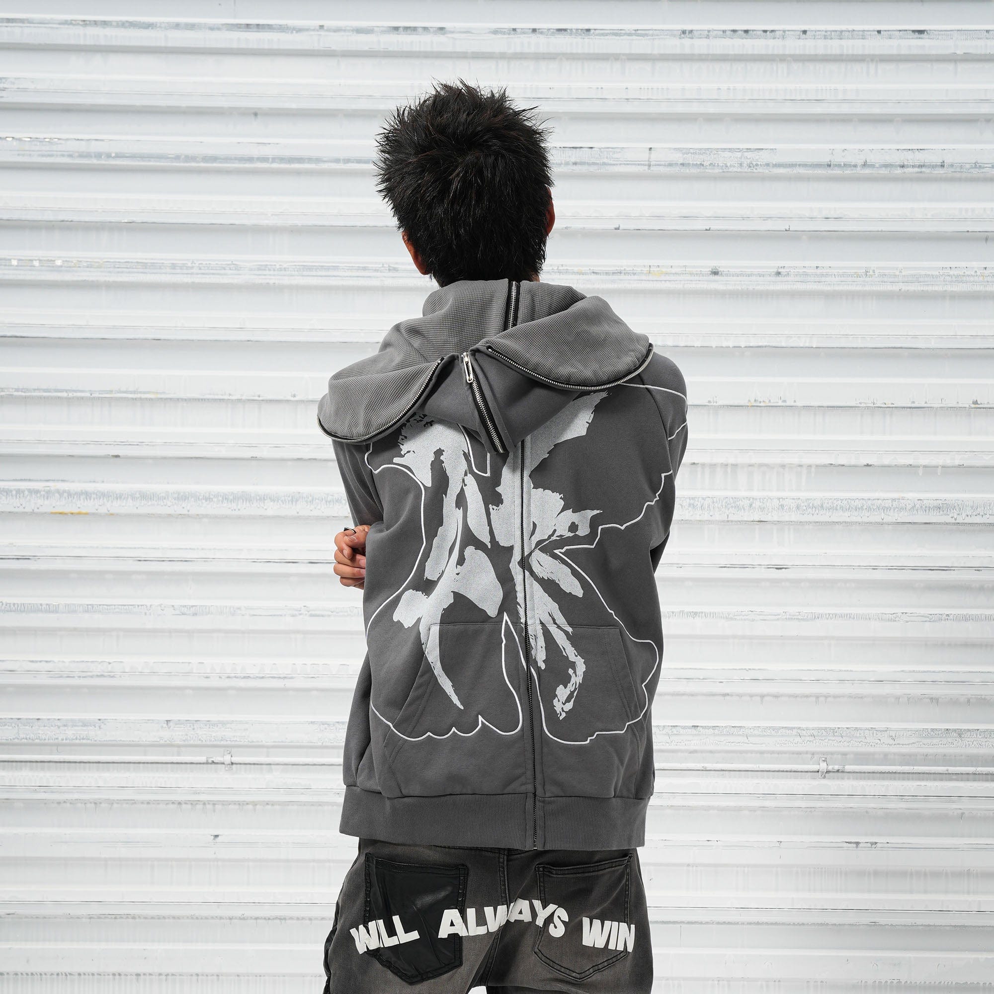 VINKID Reversible Arabic Script Pigeon Hooded Jacket, premium urban and streetwear designers apparel on PROJECTISR.com, VINKID