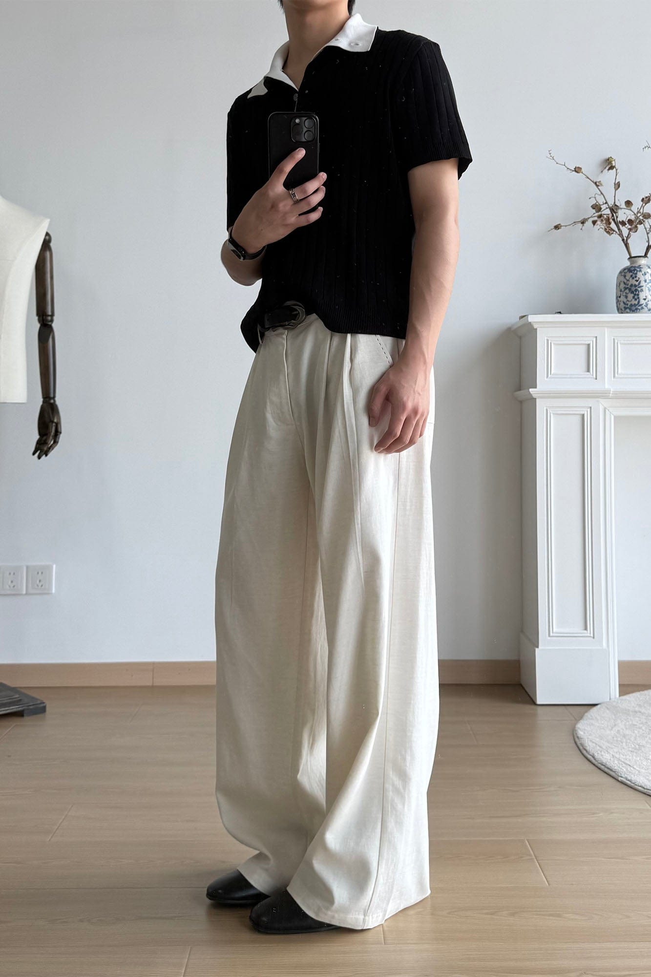 OKAYTHXBYE Pleated Linen-Blend Wide-Leg Trousers, premium urban and streetwear designers apparel on PROJECTISR.com, OKAYTHXBYE