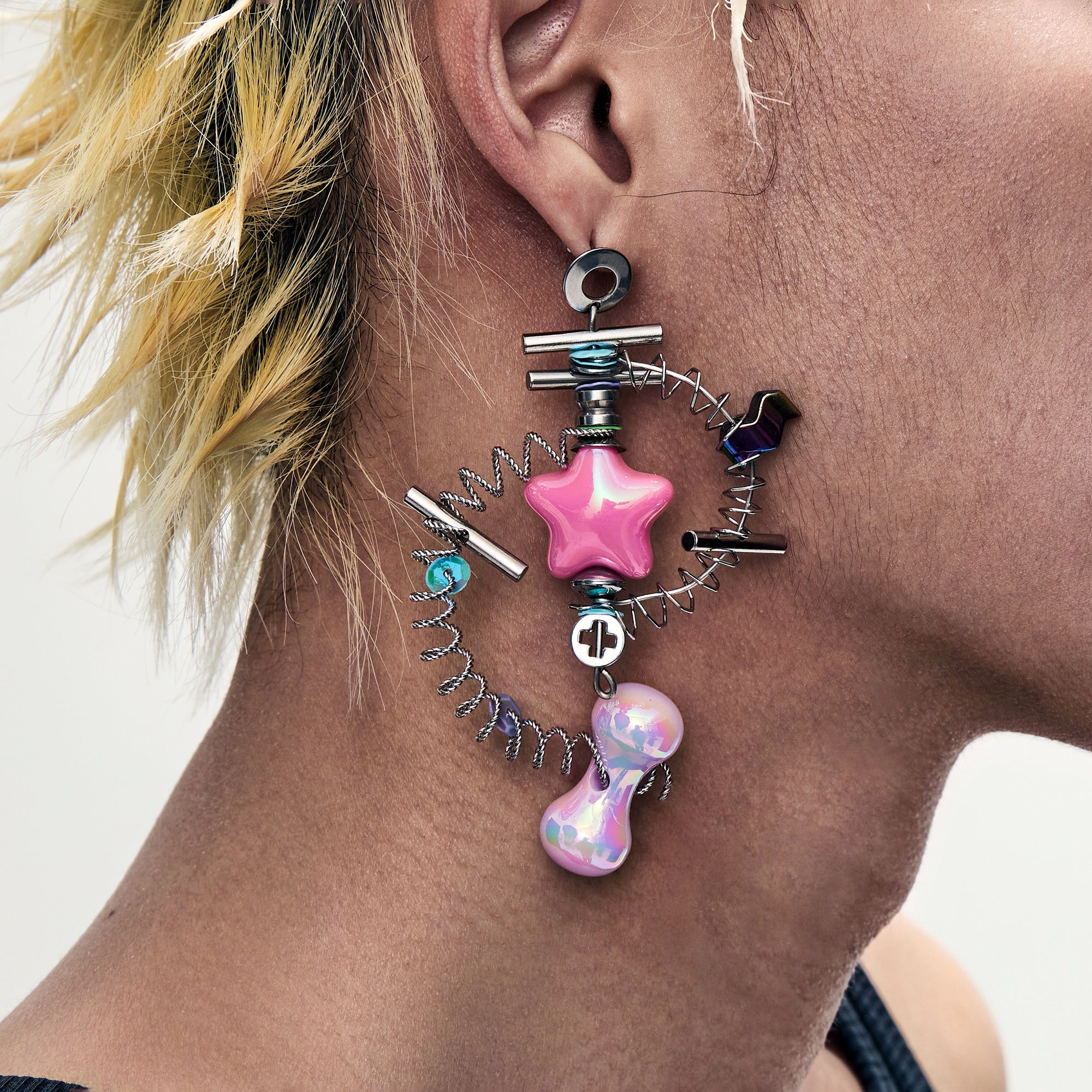 ILLUSORY Industrial Candy Coil Earring, premium urban and streetwear designers apparel on PROJECTISR.com, ILLUSORY