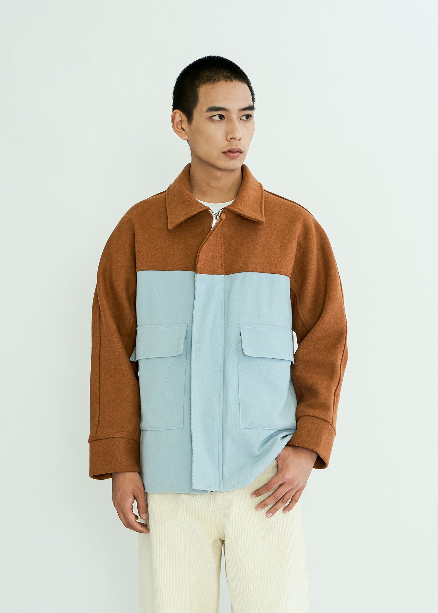 WIID Contrast Panel Wool-Blend Jacket, premium urban and streetwear designers apparel on PROJECTISR.com, WIID