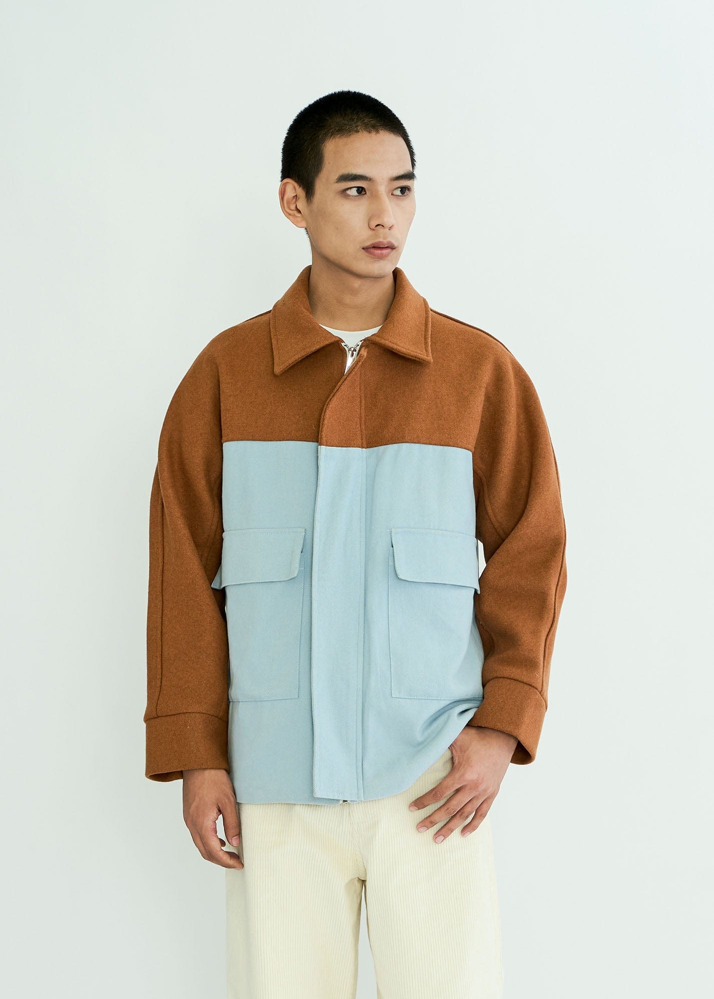 WIID Contrast Panel Wool-Blend Jacket, premium urban and streetwear designers apparel on PROJECTISR.com, WIID