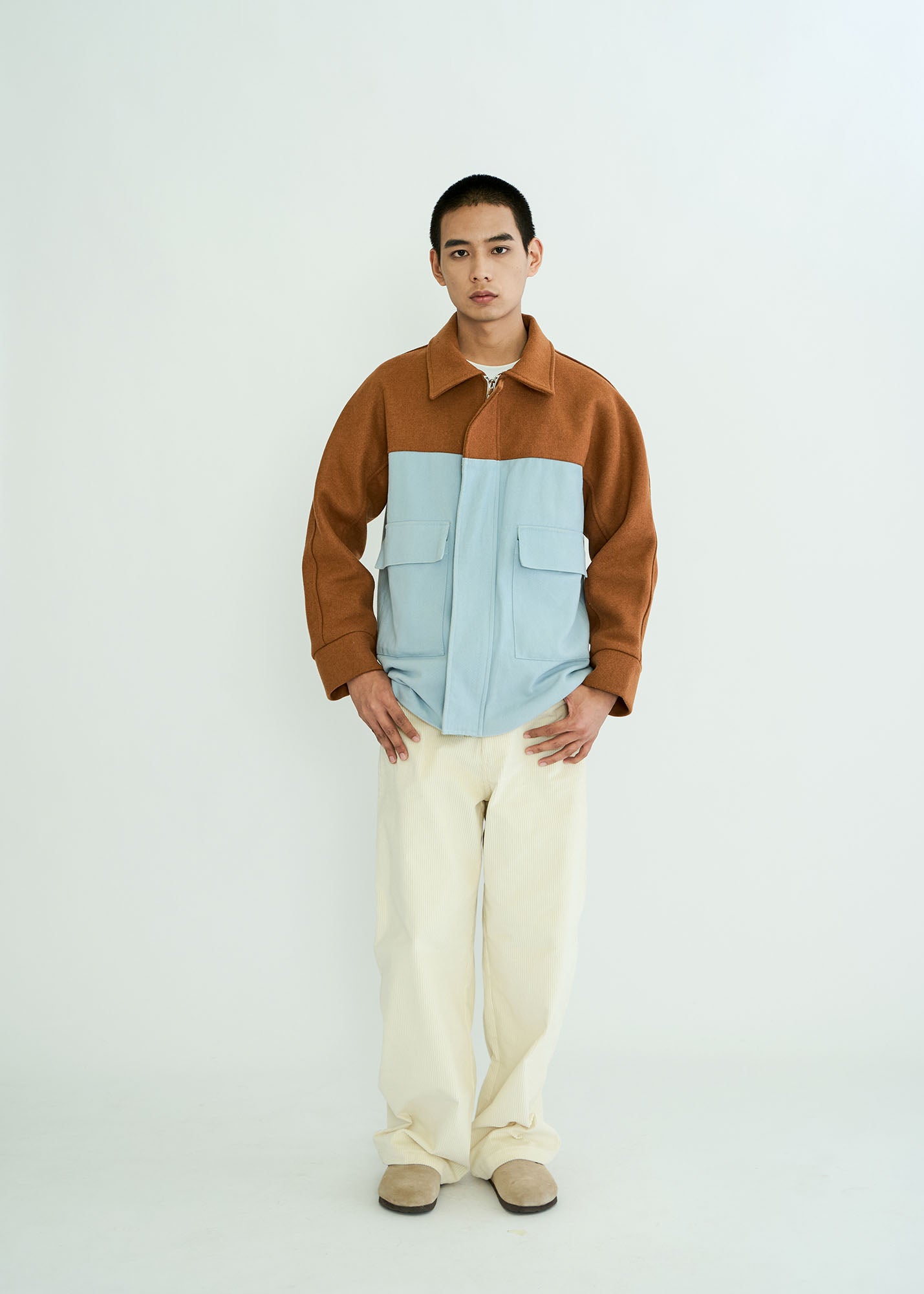 WIID Contrast Panel Wool-Blend Jacket, premium urban and streetwear designers apparel on PROJECTISR.com, WIID
