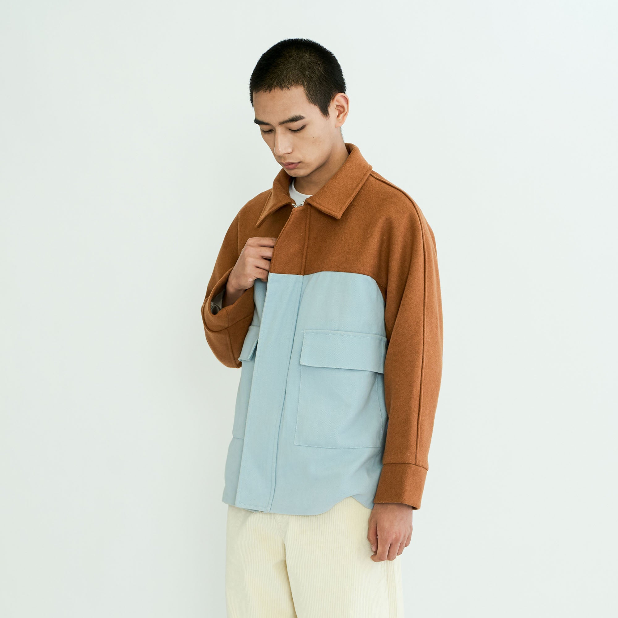 WIID Contrast Panel Wool-Blend Jacket, premium urban and streetwear designers apparel on PROJECTISR.com, WIID