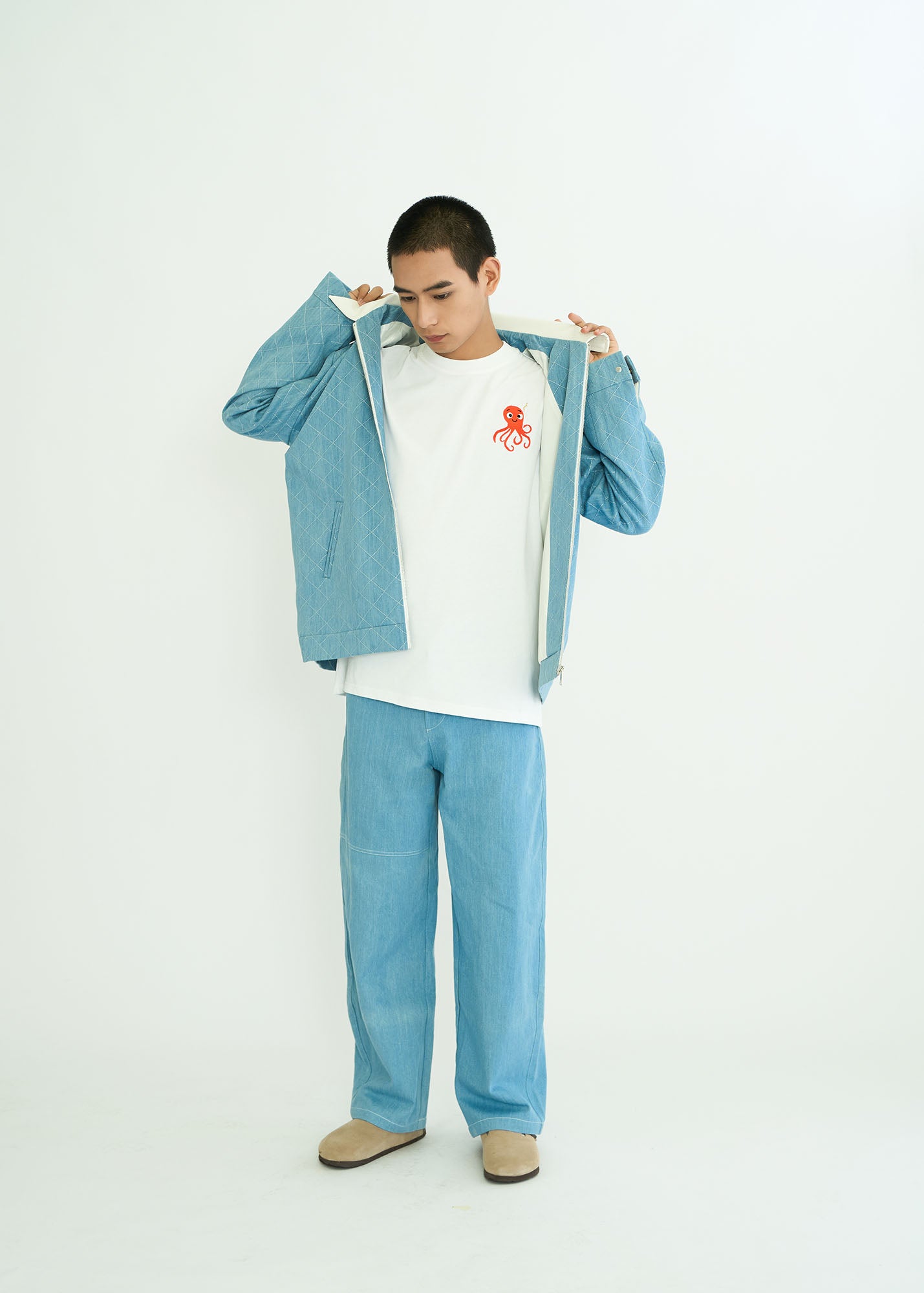 WIID Quilt-Stitch Contrast Collar Jacket, premium urban and streetwear designers apparel on PROJECTISR.com, WIID