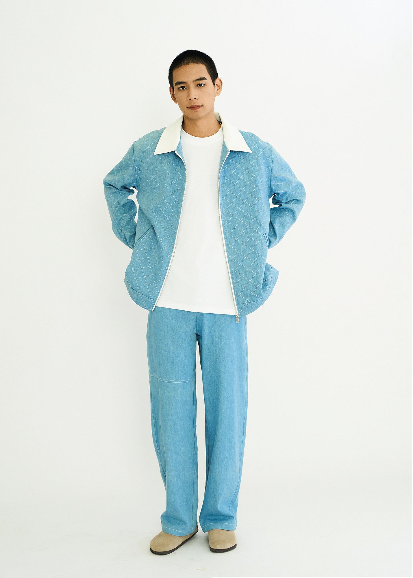 WIID Quilt-Stitch Contrast Collar Jacket, premium urban and streetwear designers apparel on PROJECTISR.com, WIID
