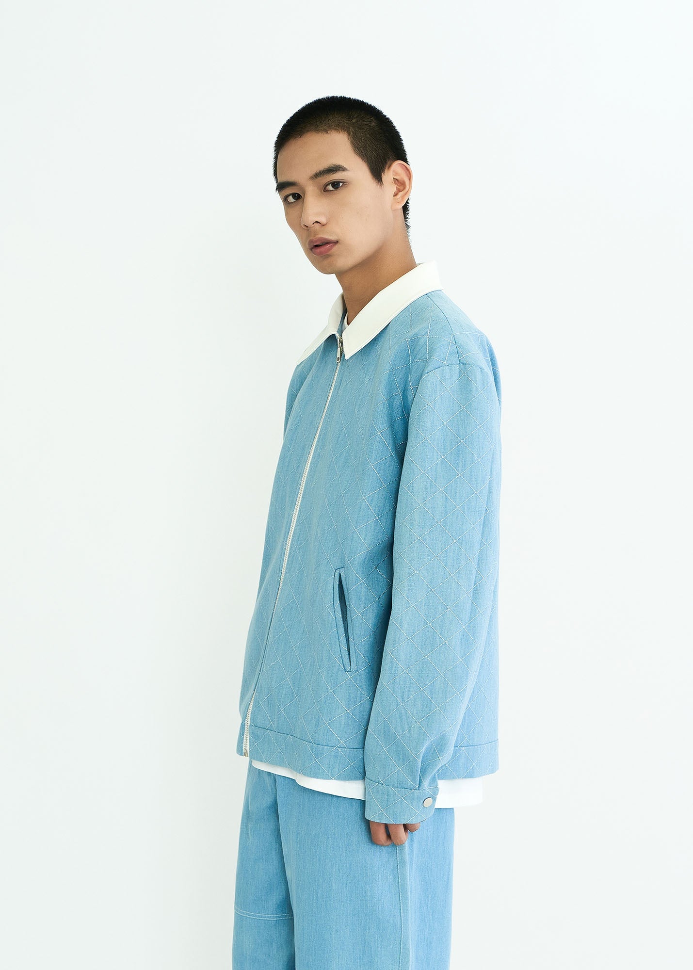 WIID Quilt-Stitch Contrast Collar Jacket, premium urban and streetwear designers apparel on PROJECTISR.com, WIID