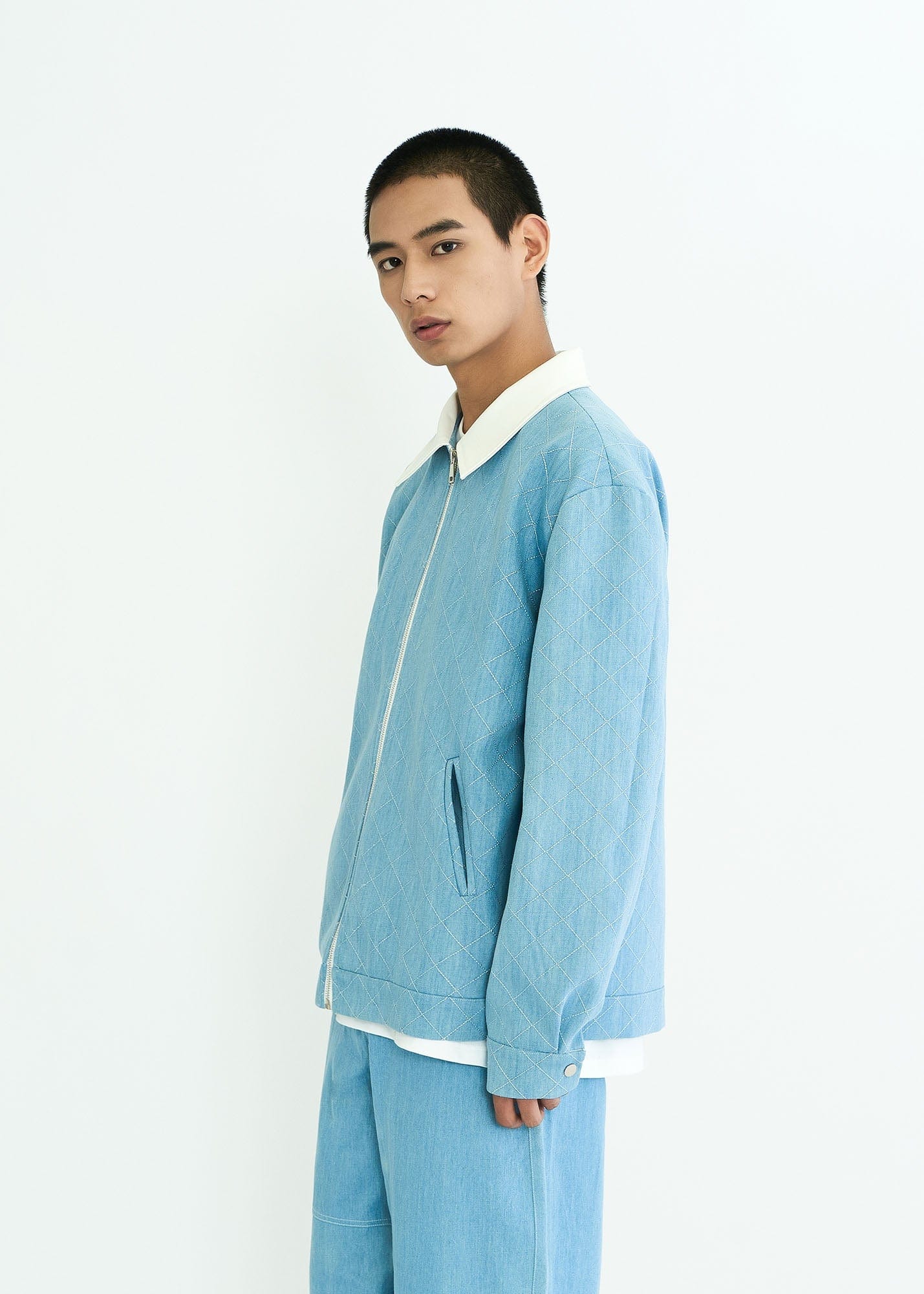 WIID Quilt-Stitch Contrast Collar Jacket, premium urban and streetwear designers apparel on PROJECTISR.com, WIID