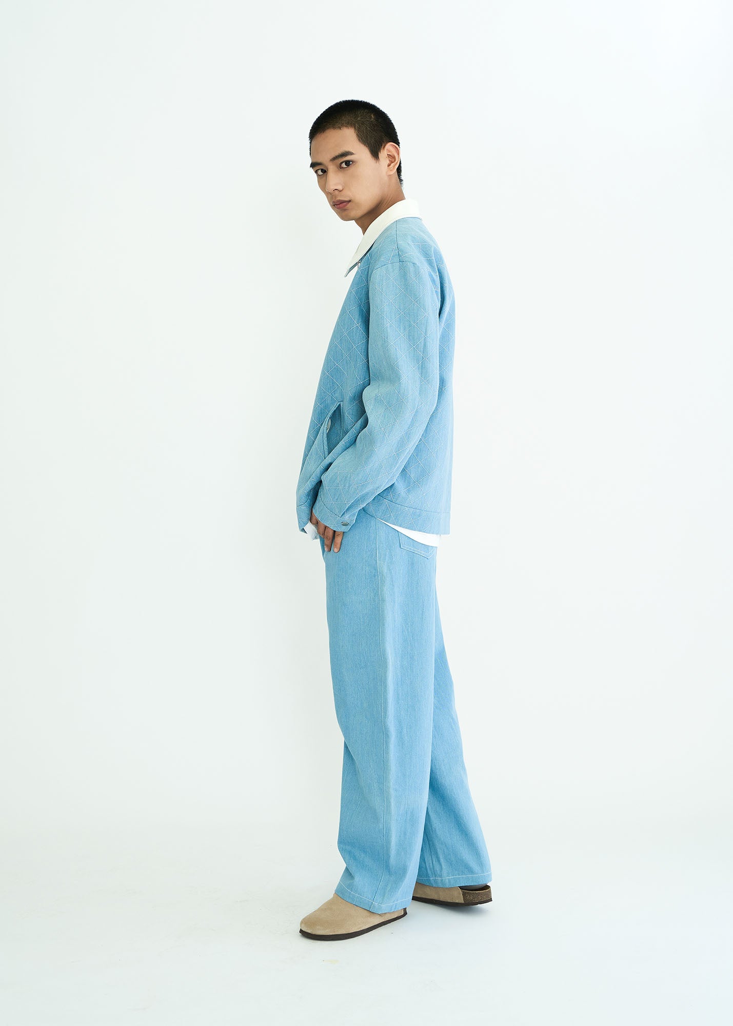 WIID Quilt-Stitch Contrast Collar Jacket, premium urban and streetwear designers apparel on PROJECTISR.com, WIID
