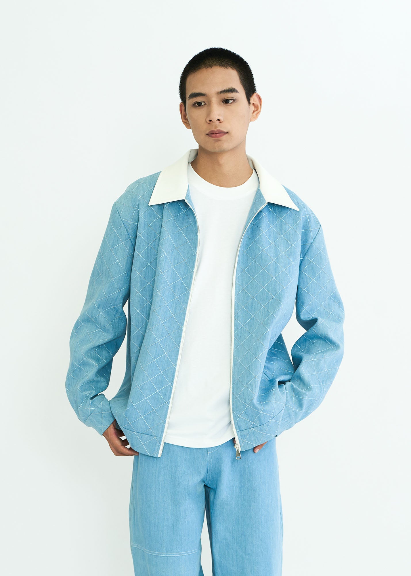 WIID Quilt-Stitch Contrast Collar Jacket, premium urban and streetwear designers apparel on PROJECTISR.com, WIID