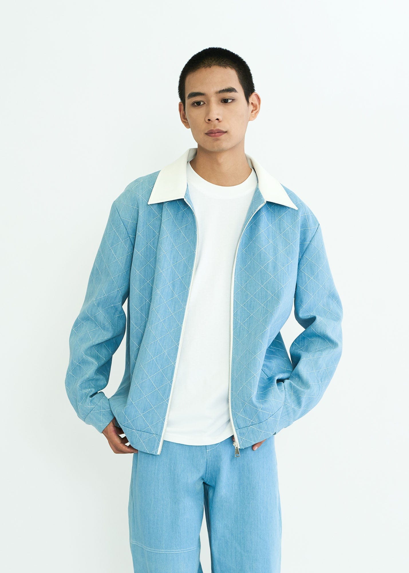 WIID Quilt-Stitch Contrast Collar Jacket, premium urban and streetwear designers apparel on PROJECTISR.com, WIID